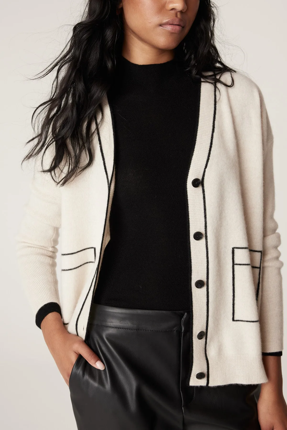 Cashmere V Neck Cardigan - Pearl