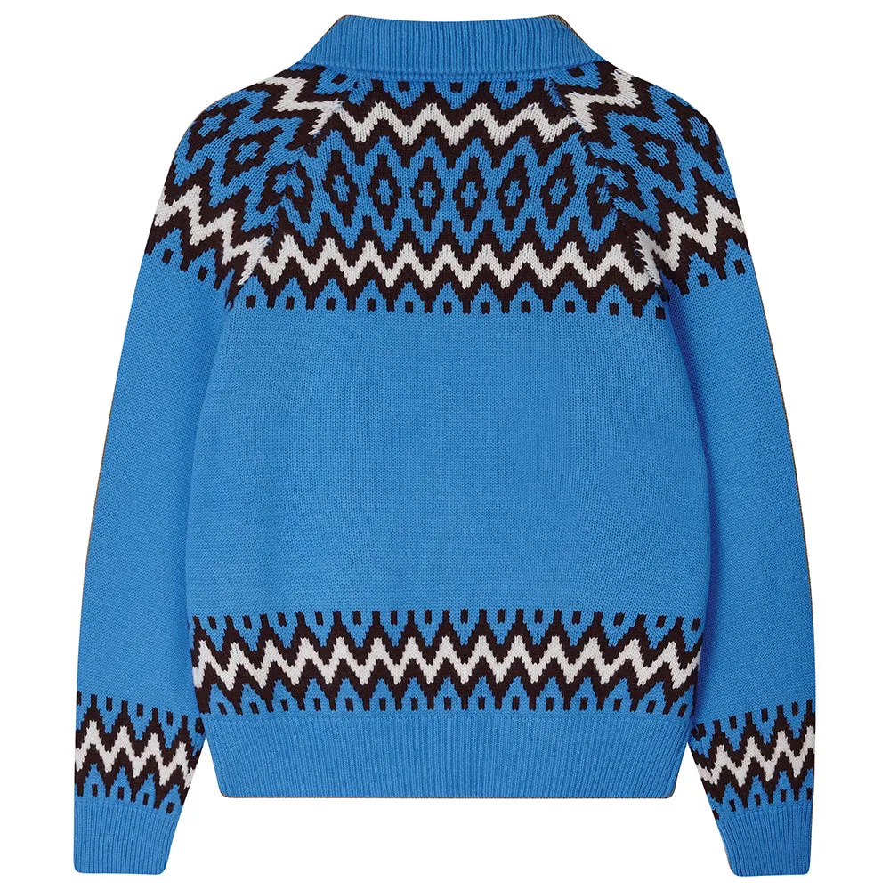 Cashmere Wool Ski Zip Up in Sky