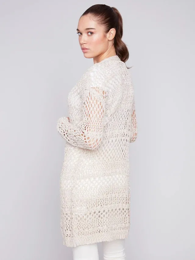C.B 2642 Long Crochet Cardigan