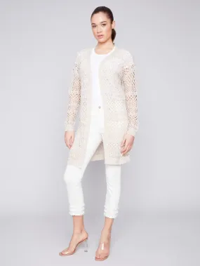 C.B 2642 Long Crochet Cardigan