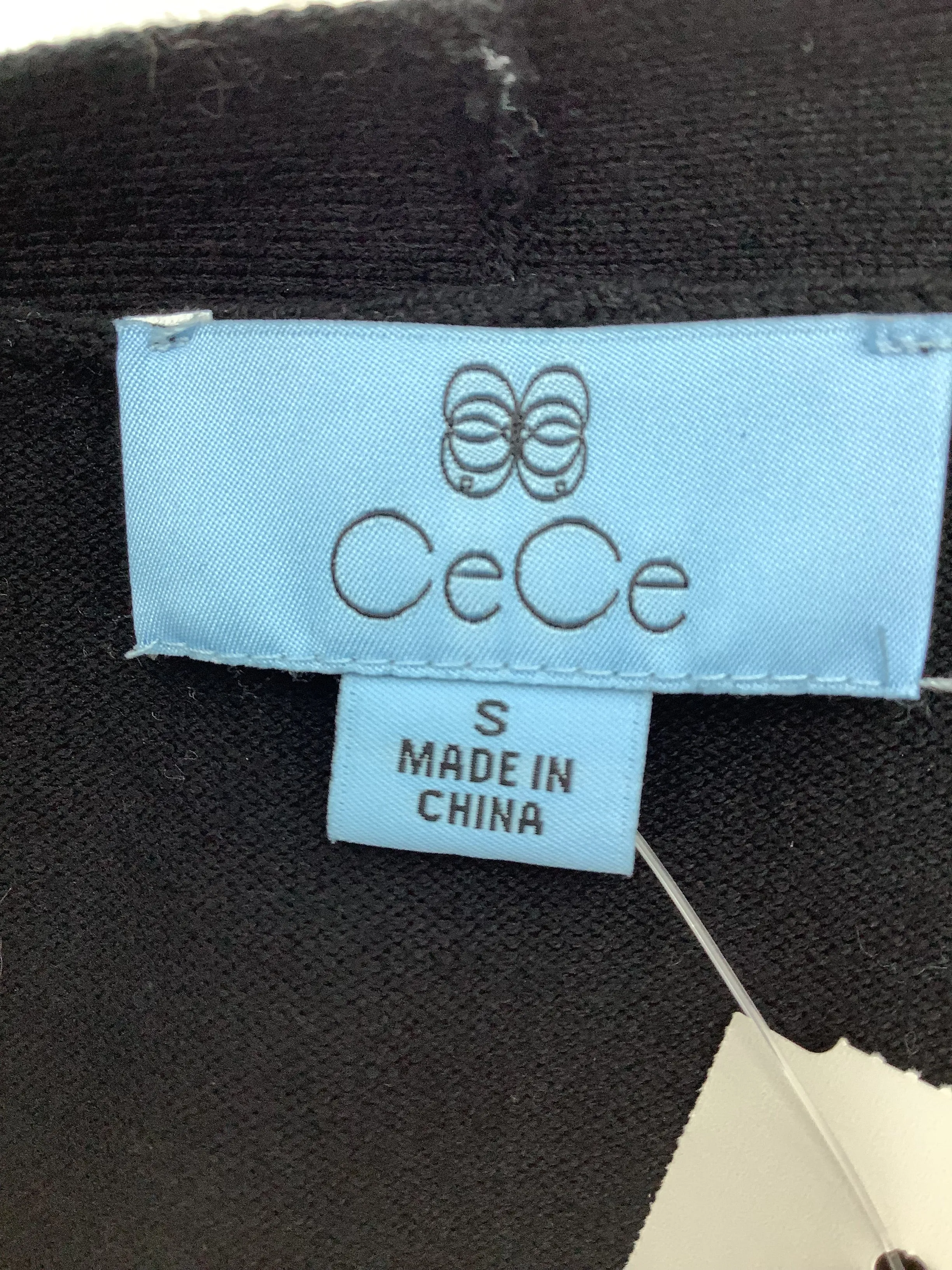 CeCe Women's Cardigan Black Rhinestone Button Up Size: S