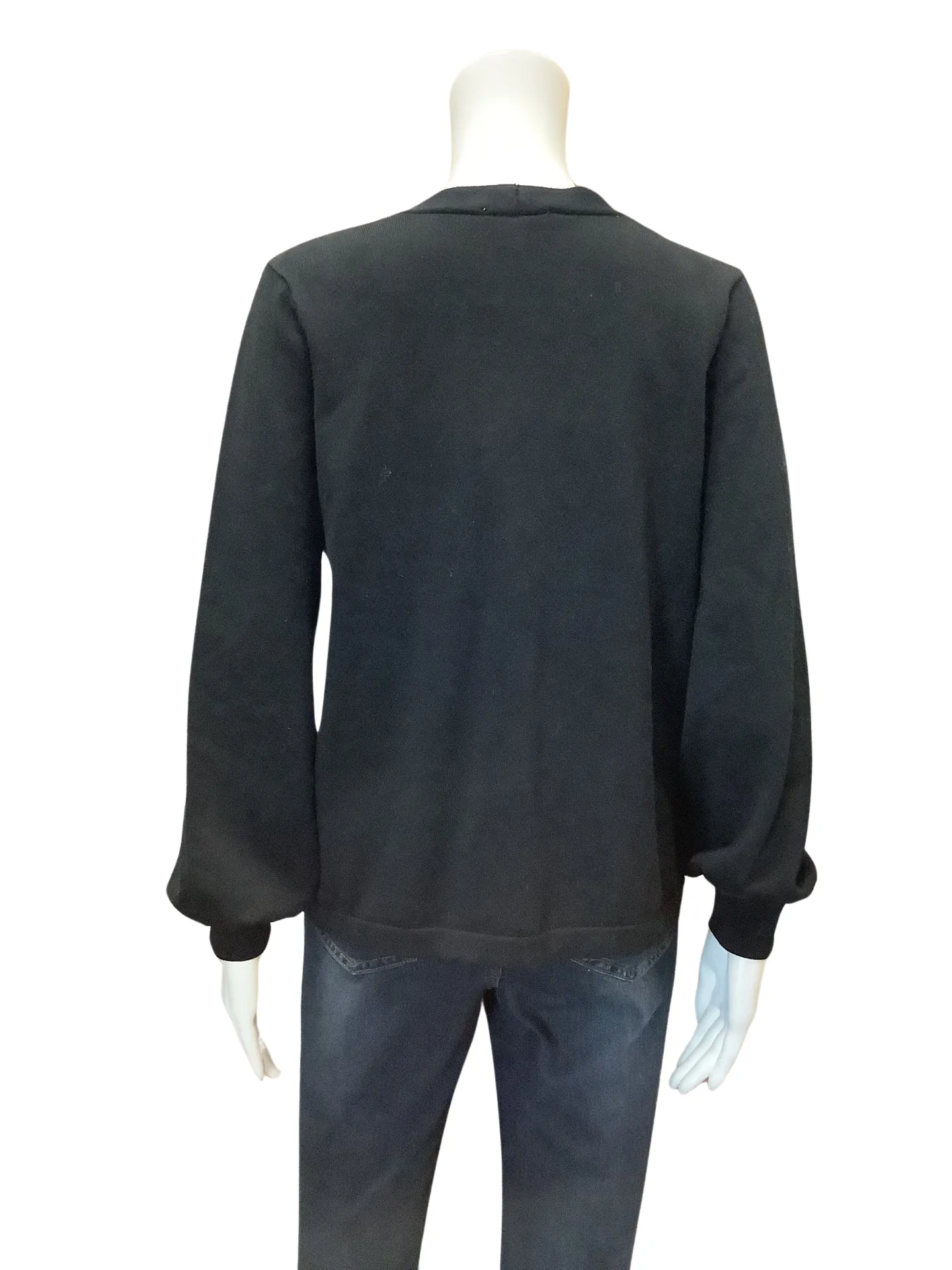 CeCe Women's Cardigan Black Rhinestone Button Up Size: S