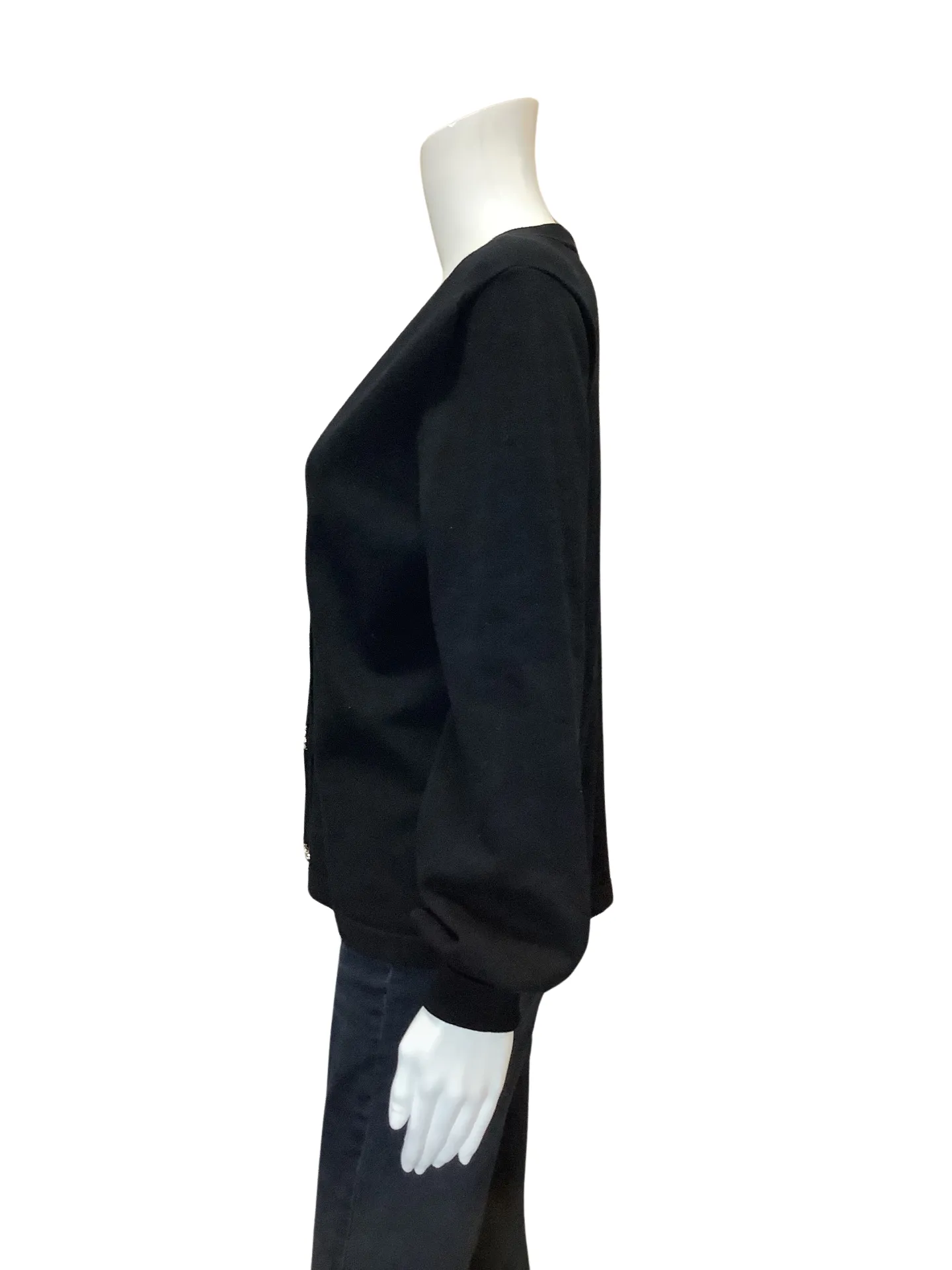 CeCe Women's Cardigan Black Rhinestone Button Up Size: S