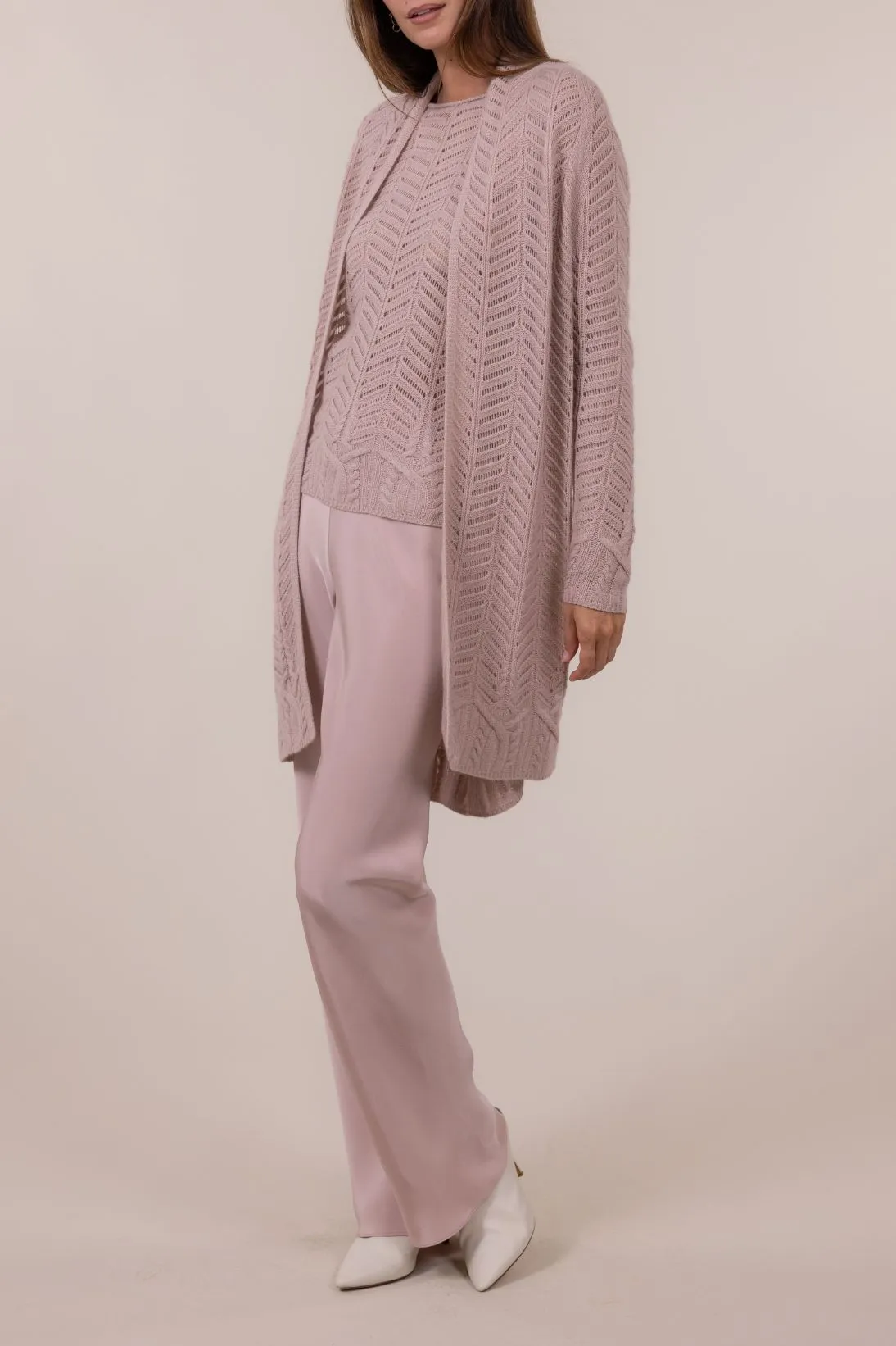 CHEVRON LACE STITCH CARDIGAN