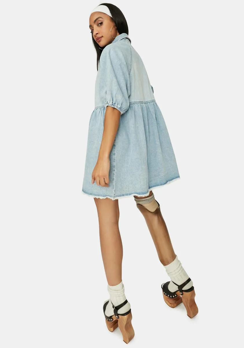 Chill Till You Make It Denim Babydoll Dress
