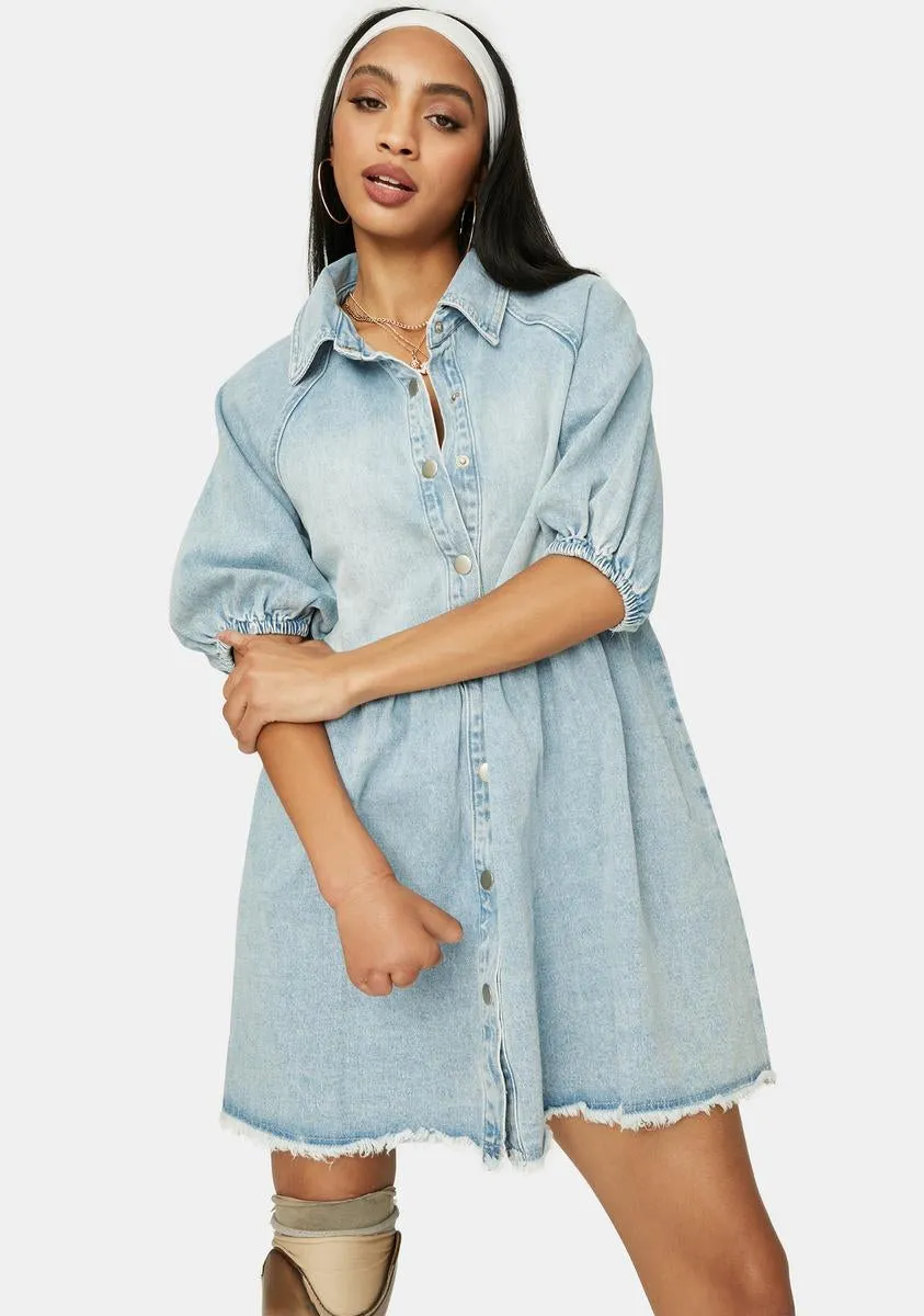 Chill Till You Make It Denim Babydoll Dress