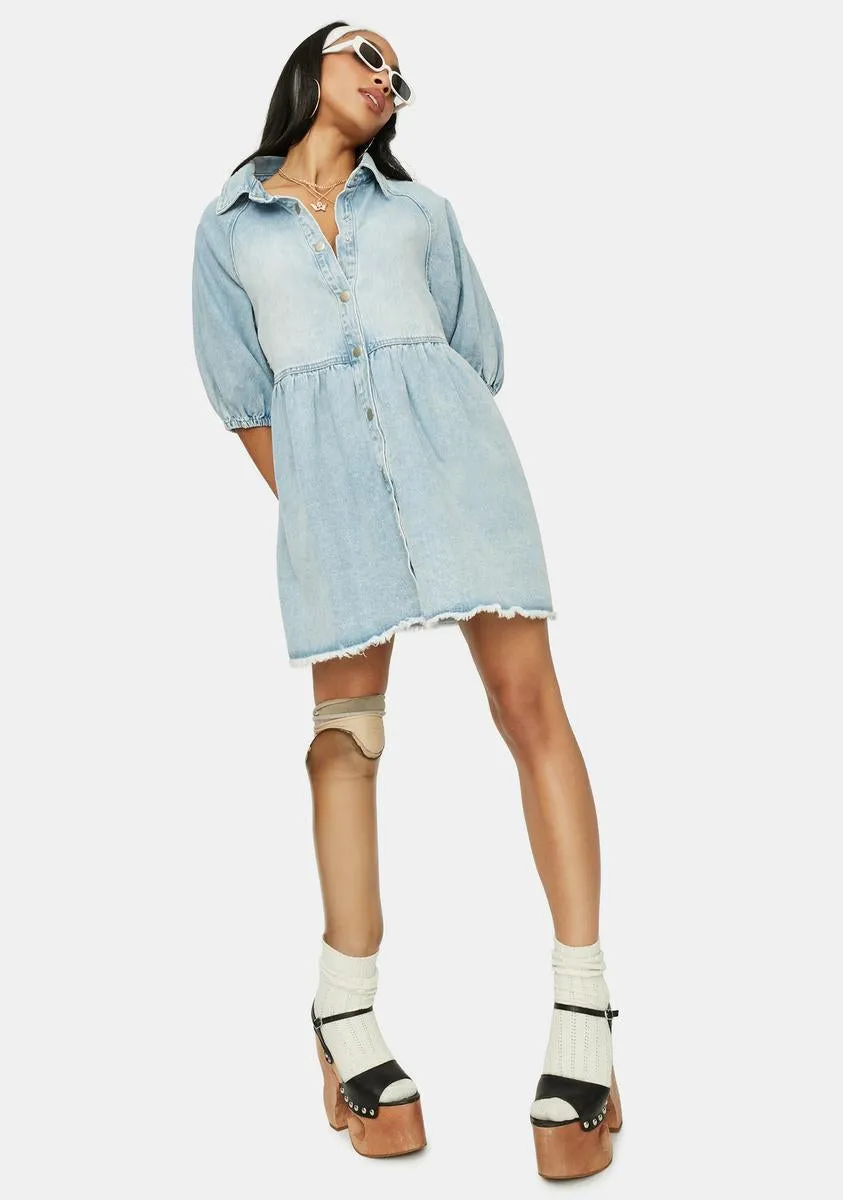 Chill Till You Make It Denim Babydoll Dress