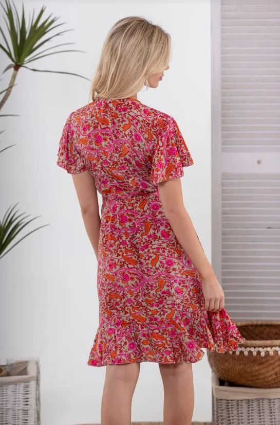 Cienna Yarrow Short Wrap Dress Pink Paisley S
