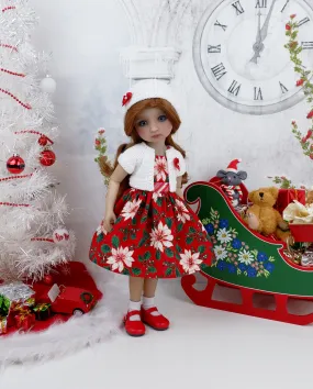 Classy Poinsettia - dress and sweater set with shoes for Ruby Red Fashion Friends doll