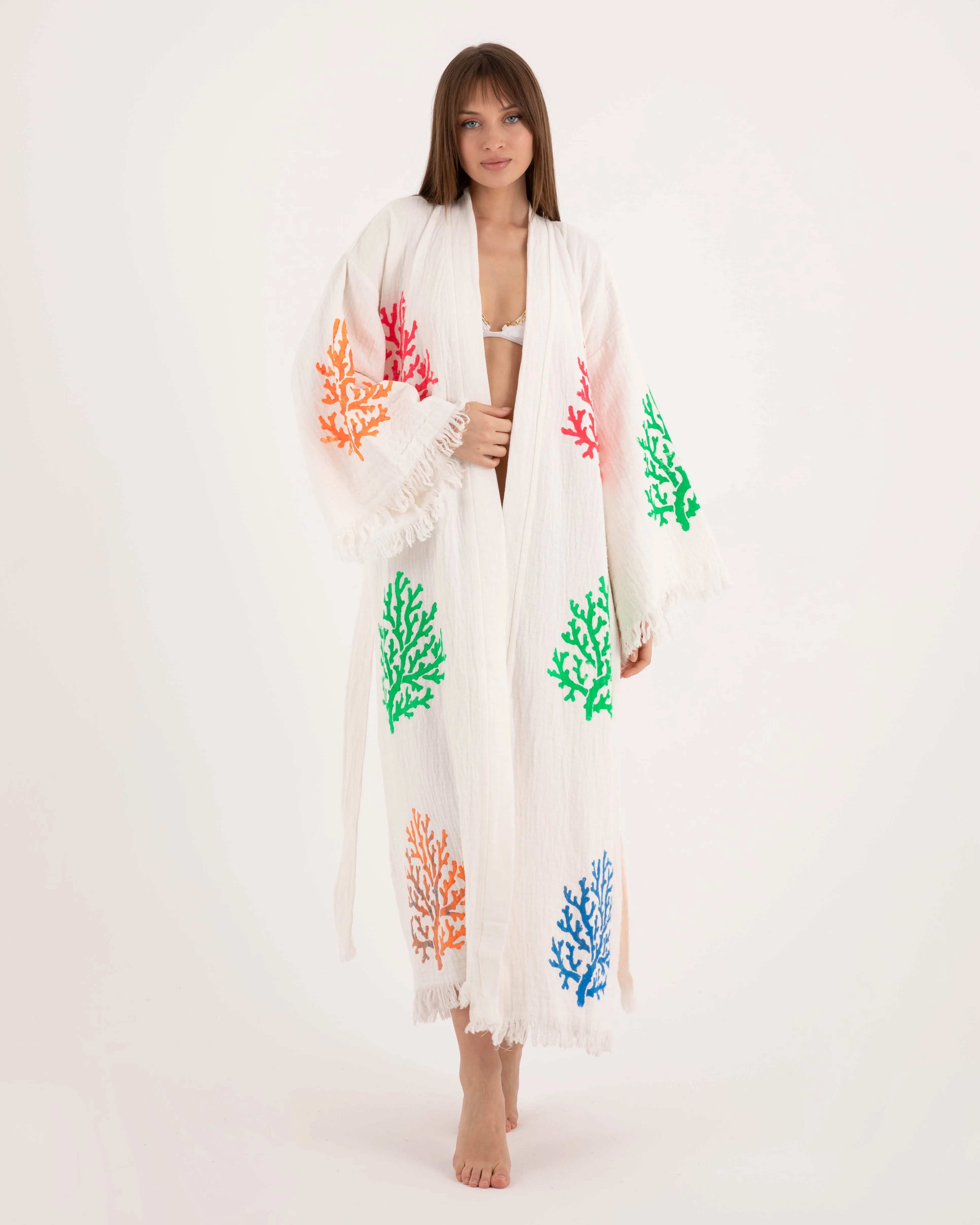 Colorful Corals White Kimono