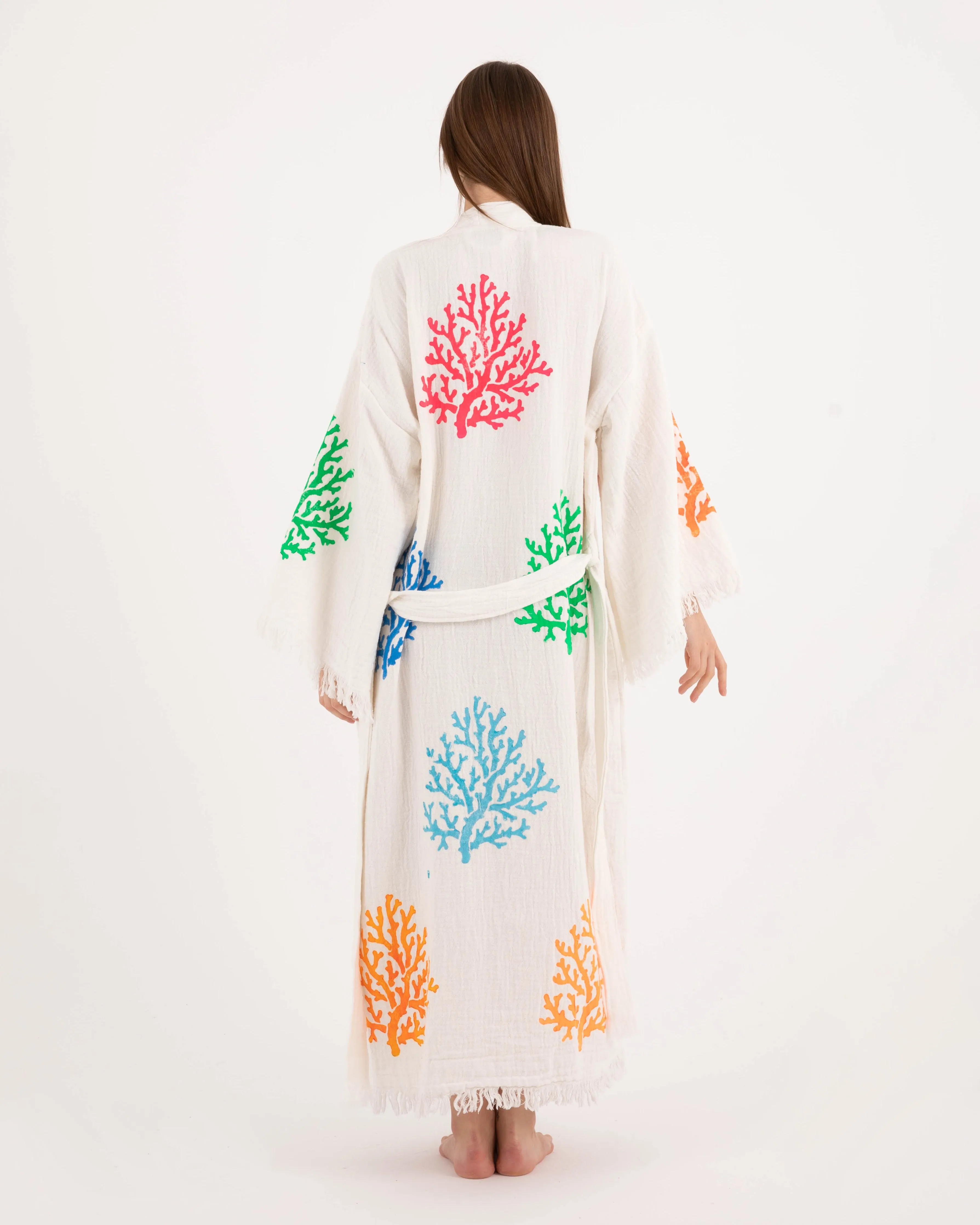Colorful Corals White Kimono
