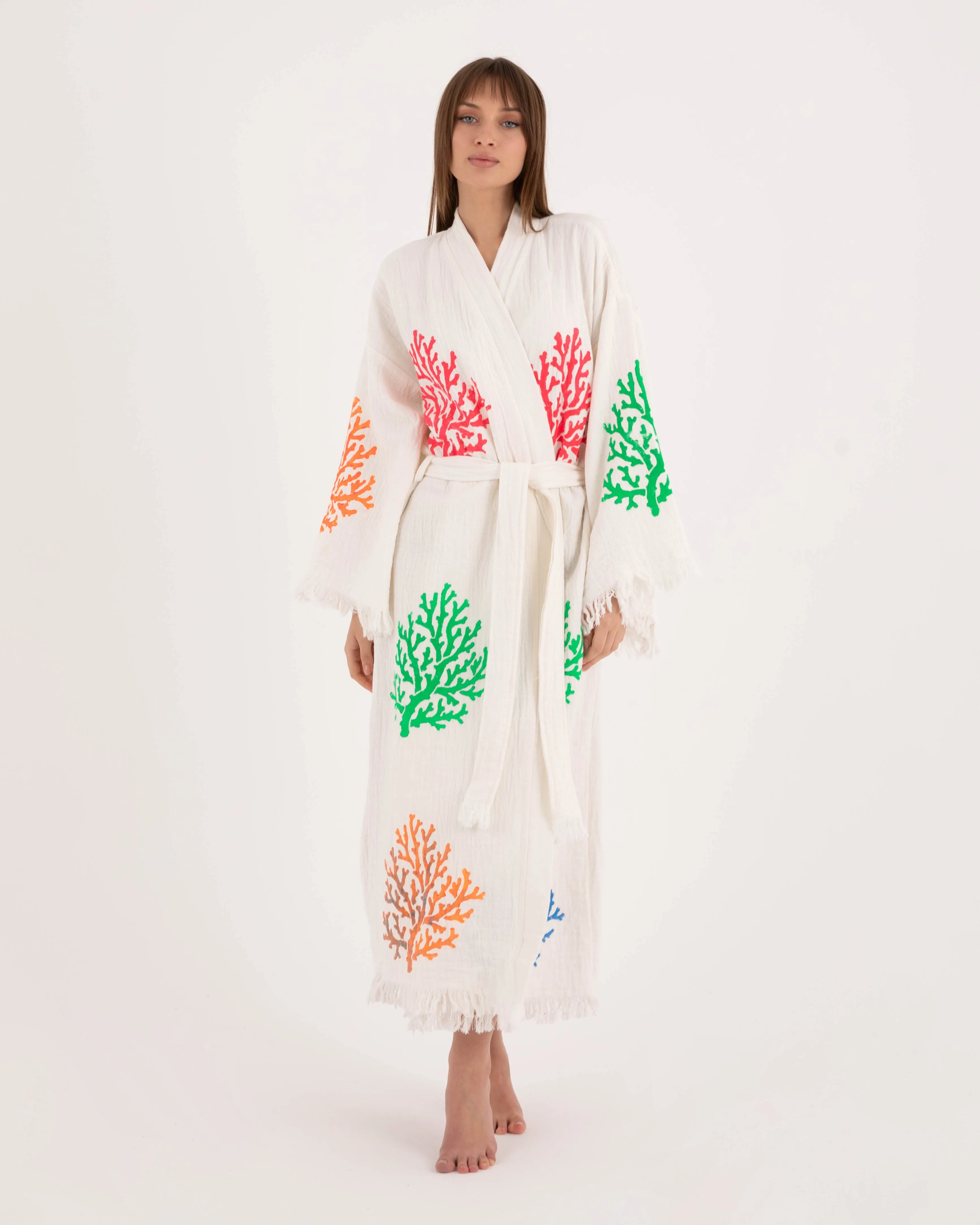 Colorful Corals White Kimono