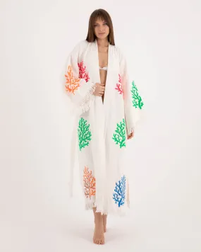 Colorful Corals White Kimono