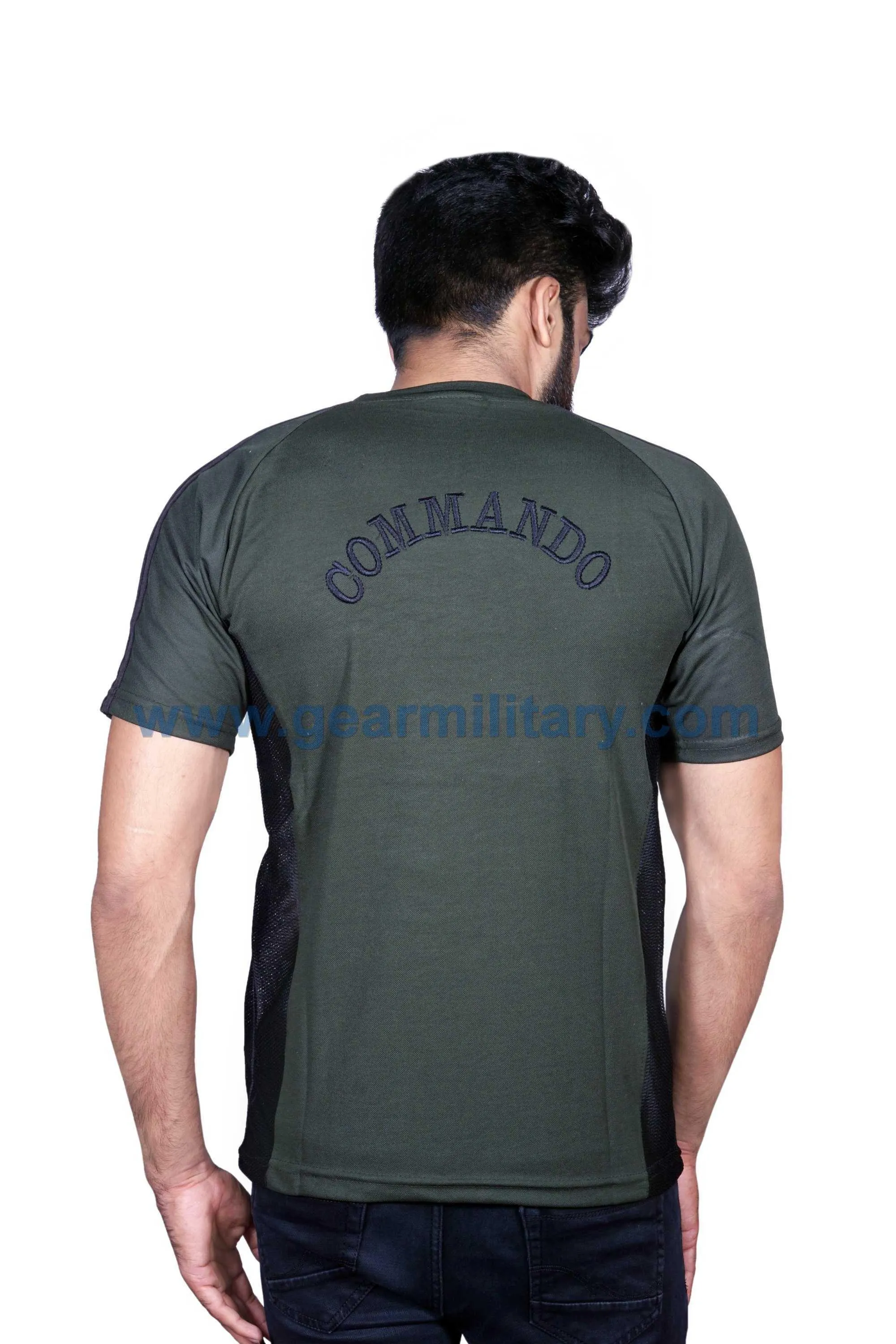 Commando Half Sleeves Olive Green T Shirt