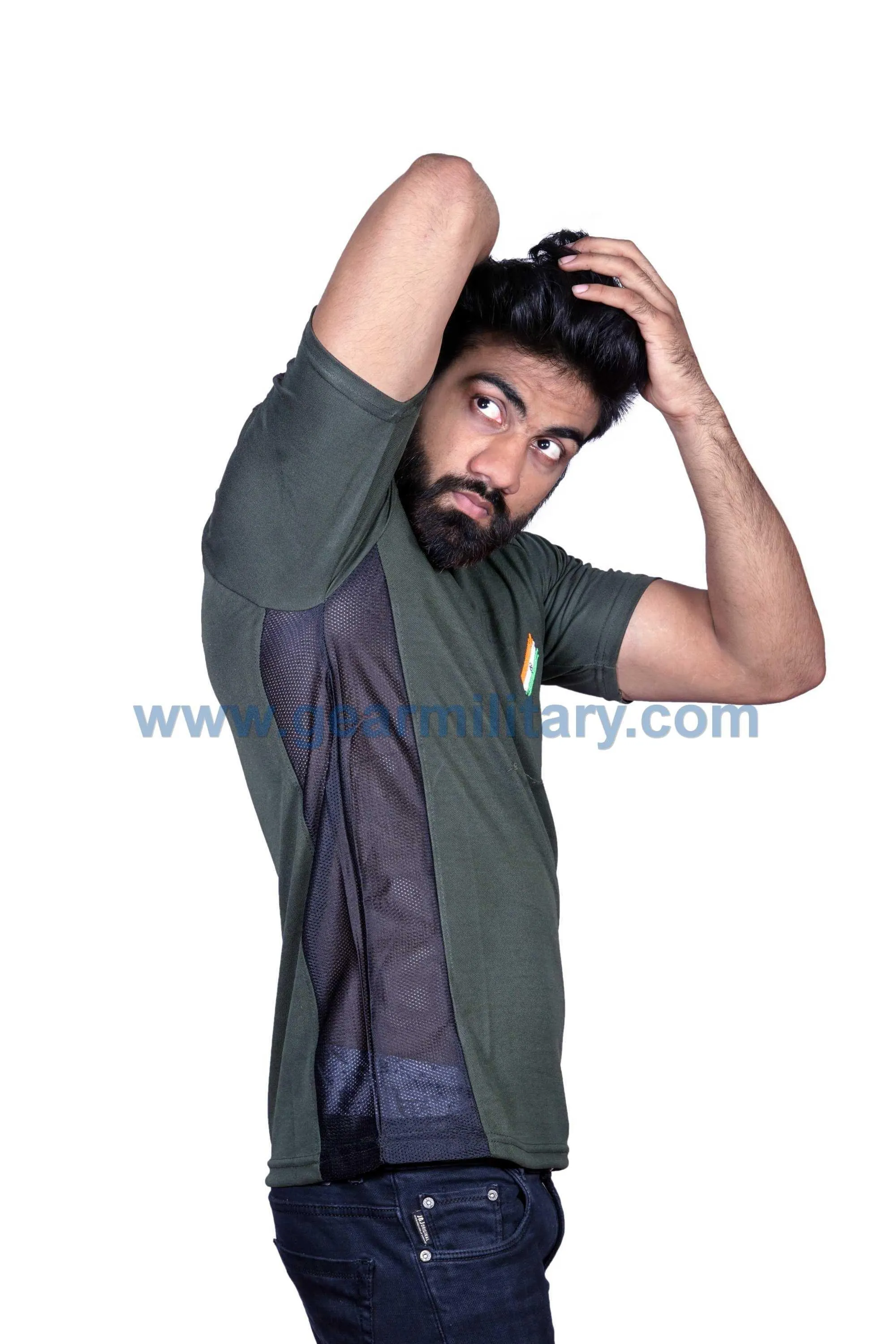 Commando Half Sleeves Olive Green T Shirt