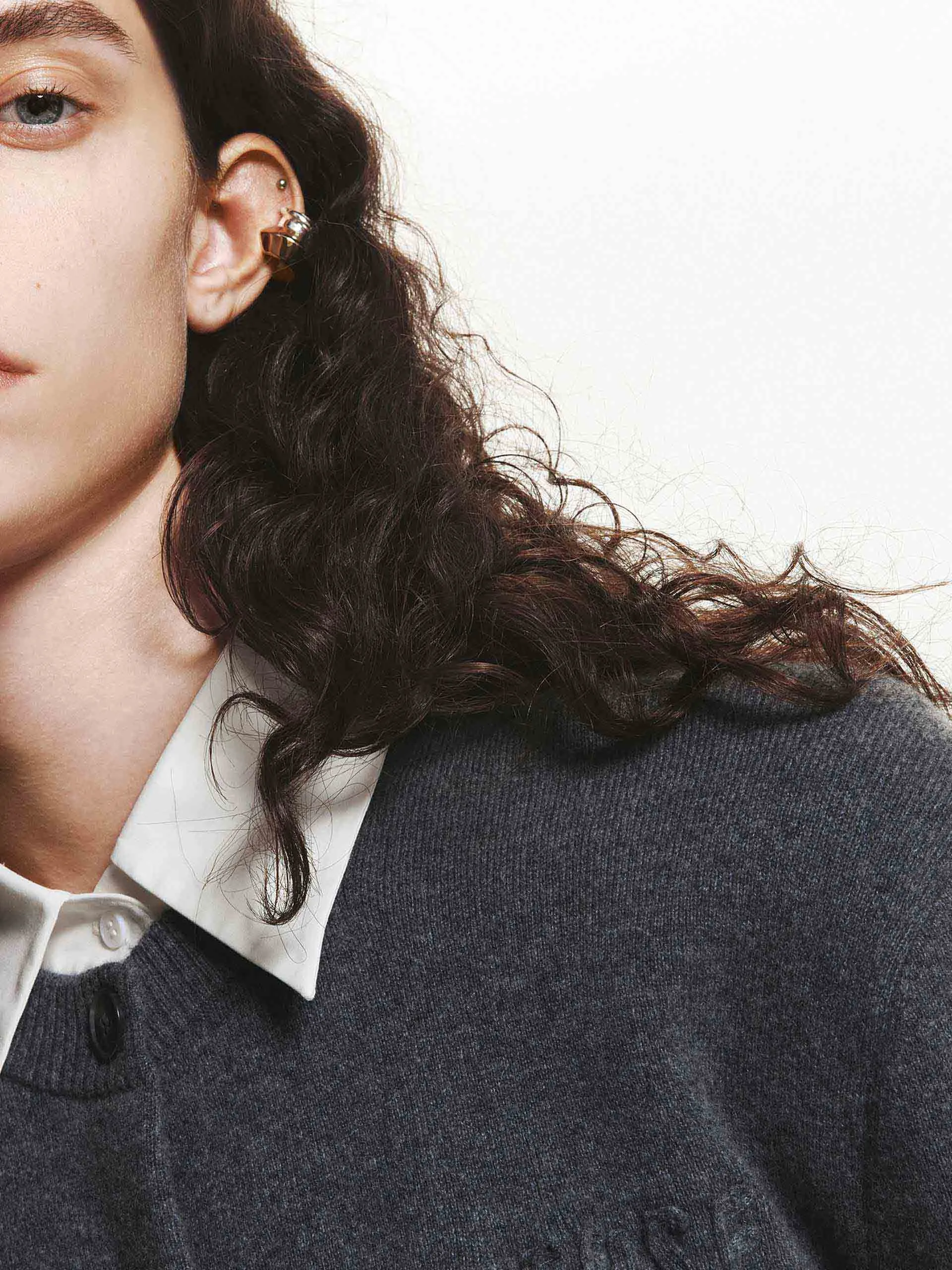 Contrast Collar Wool Cardigan