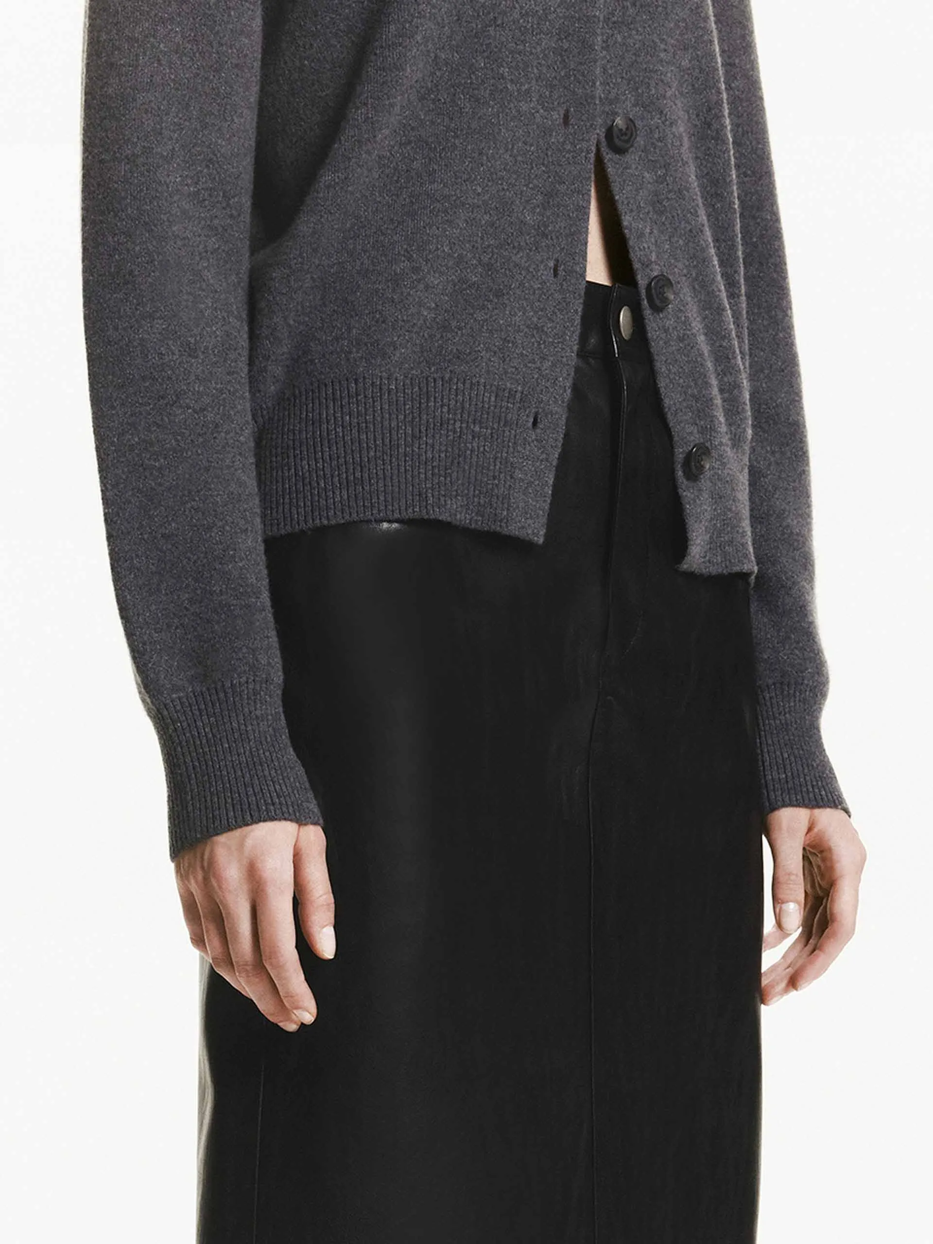 Contrast Collar Wool Cardigan