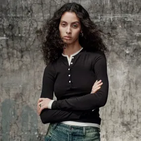 Contrast Trim Henley Shirt