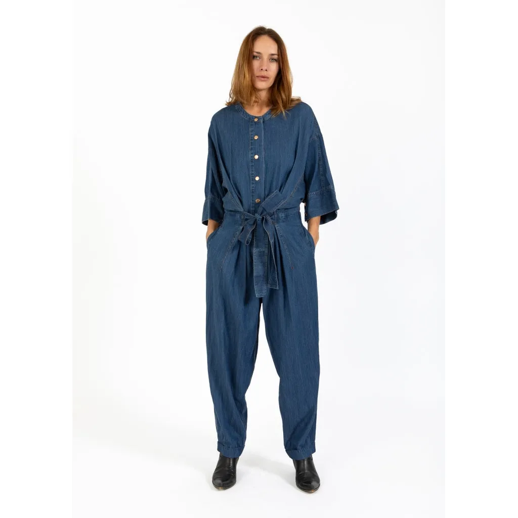 Coster Denim Jumpsuit Button Front