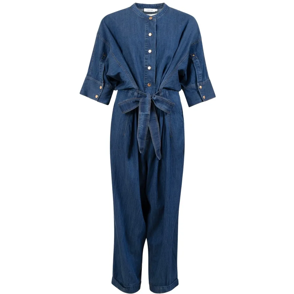 Coster Denim Jumpsuit Button Front