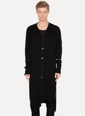Cotton Cashmere Long Knit Cardigan Taureg Black Print Love