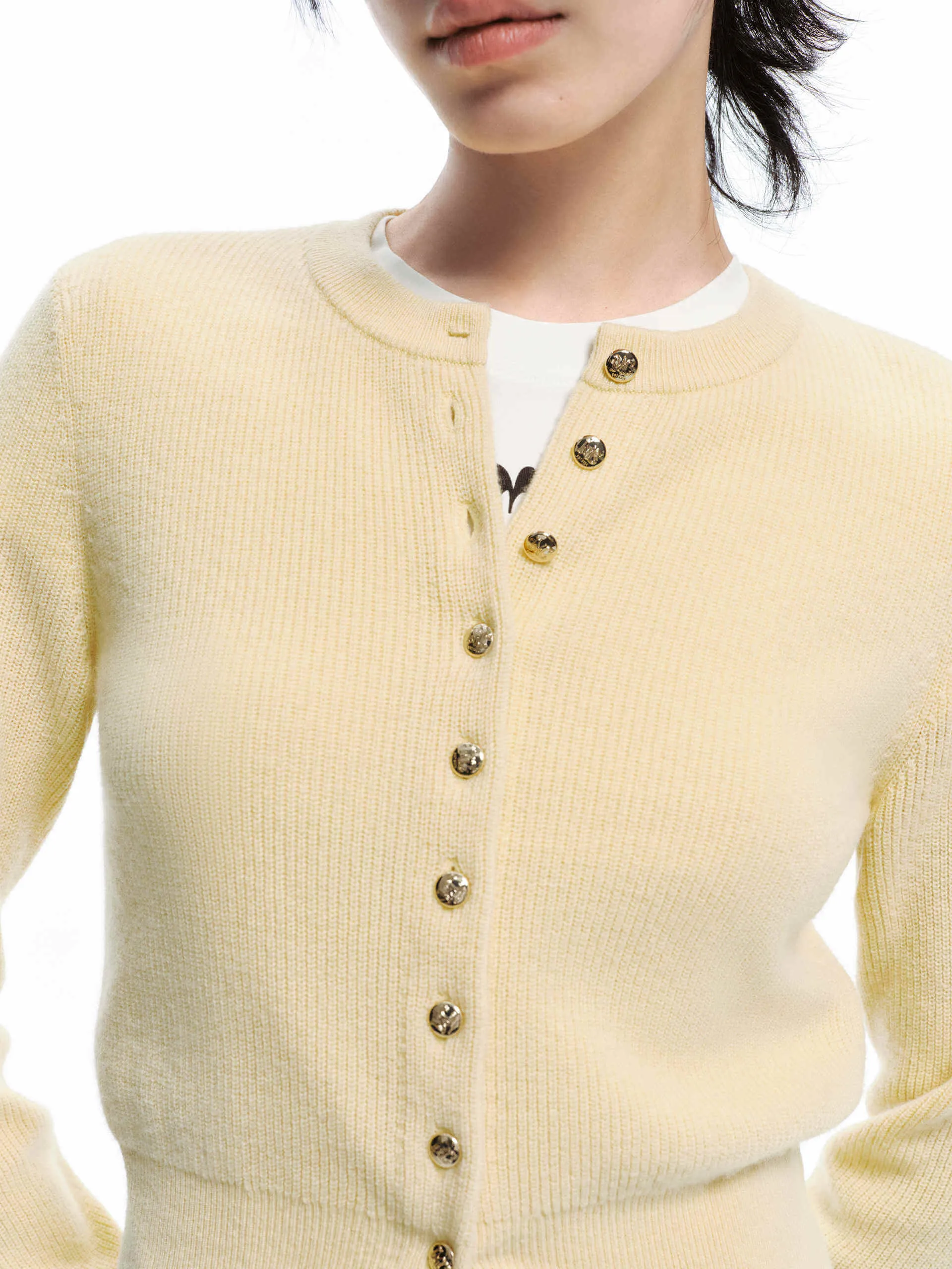 Crew Neck Wool Cardigan