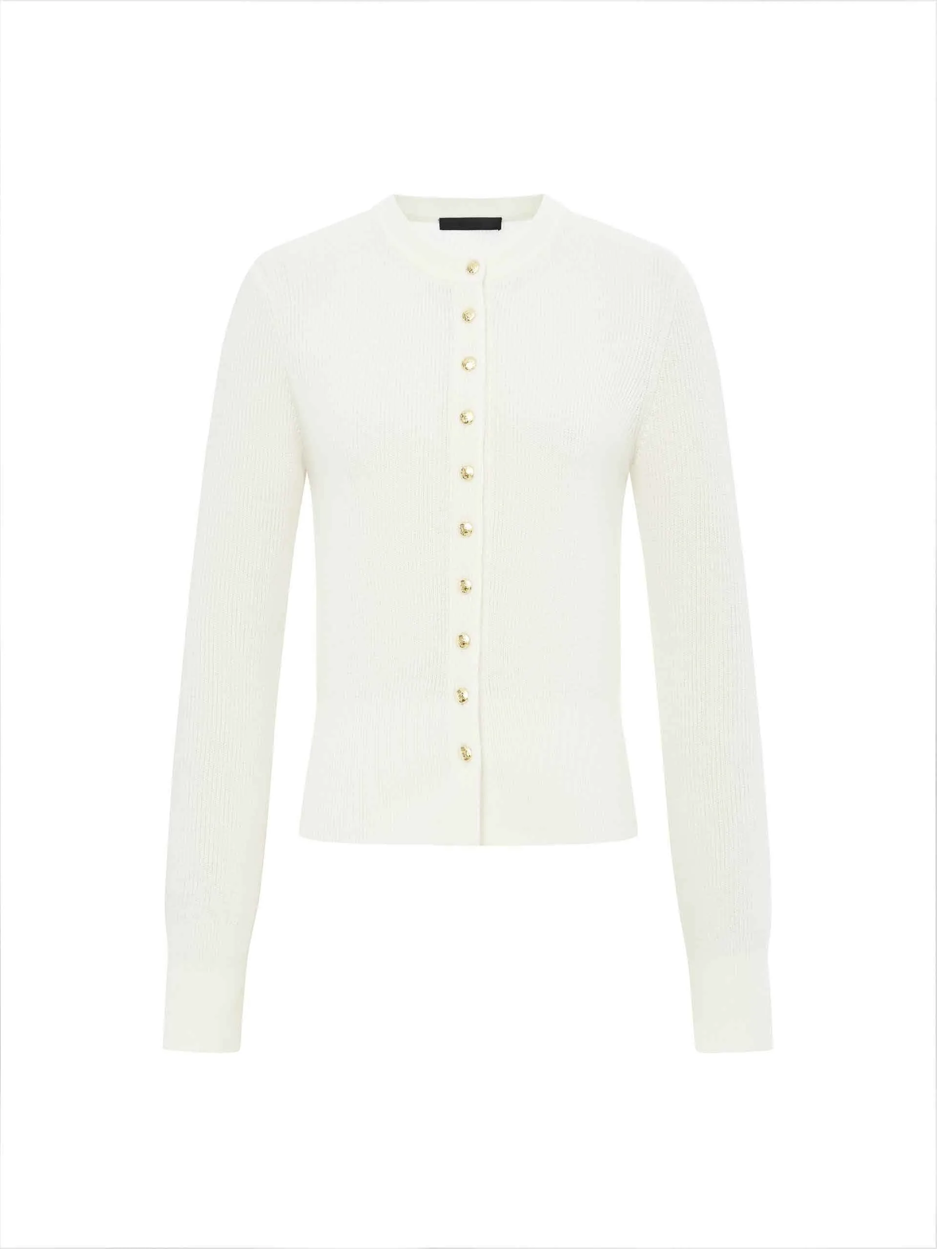 Crew Neck Wool Cardigan