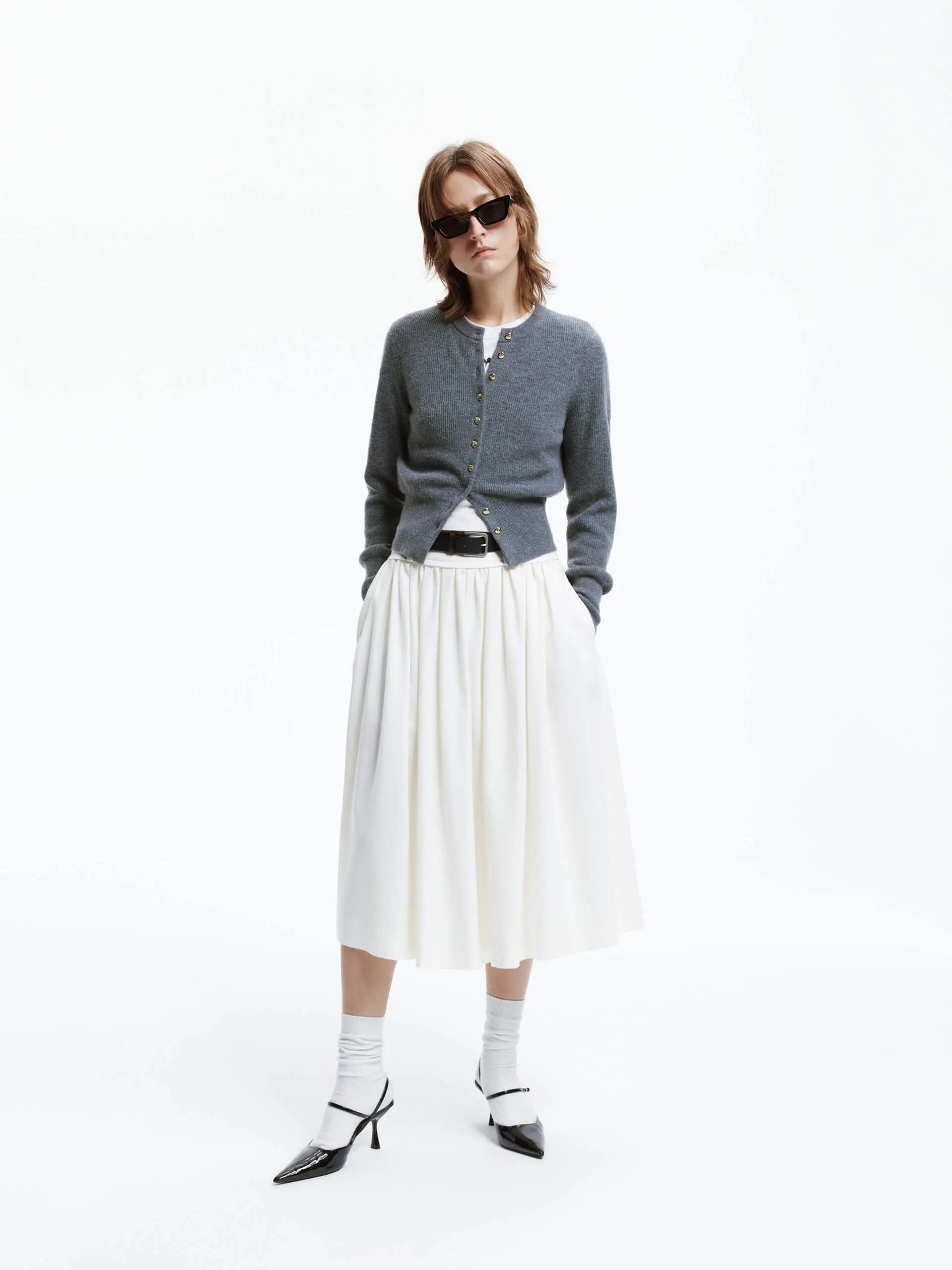 Crew Neck Wool Cardigan