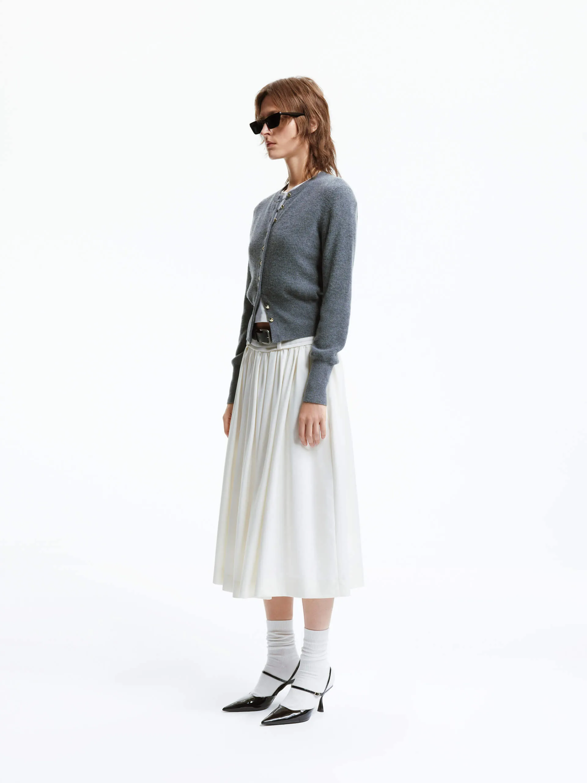 Crew Neck Wool Cardigan