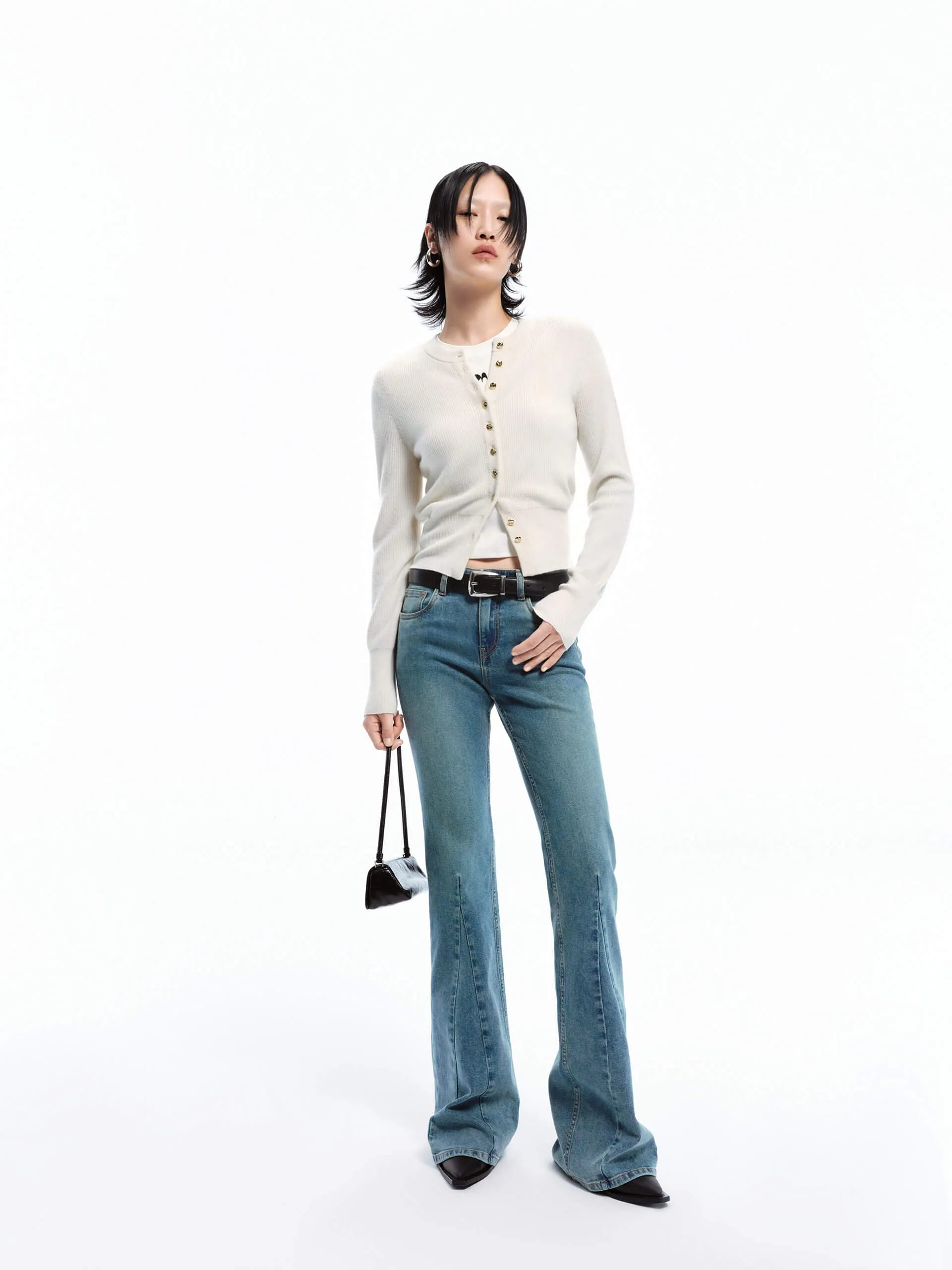 Crew Neck Wool Cardigan