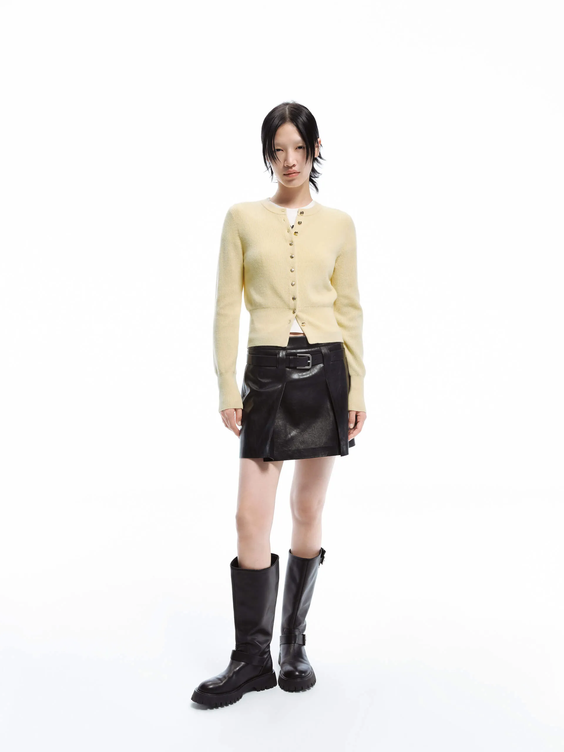 Crew Neck Wool Cardigan