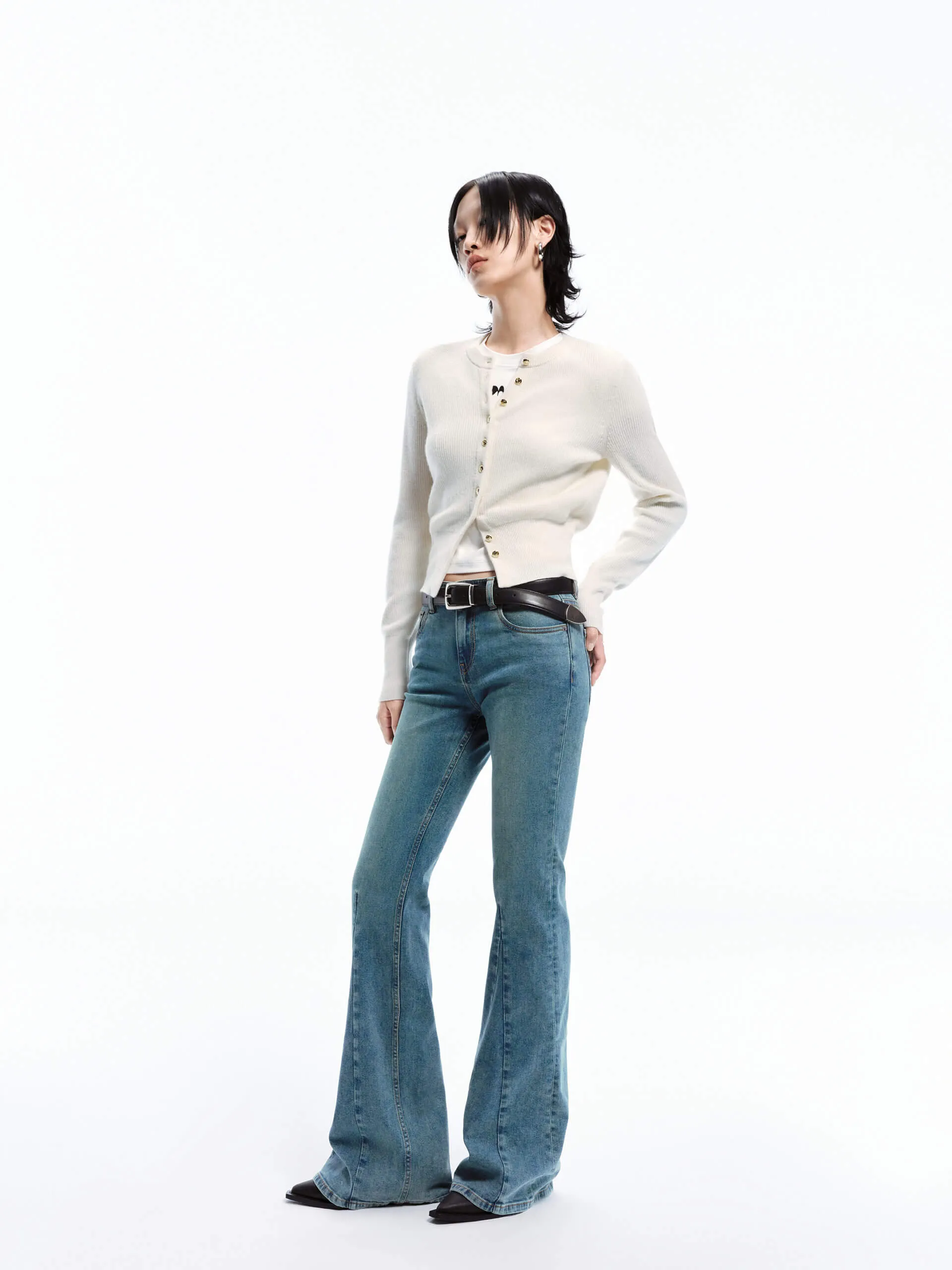 Crew Neck Wool Cardigan
