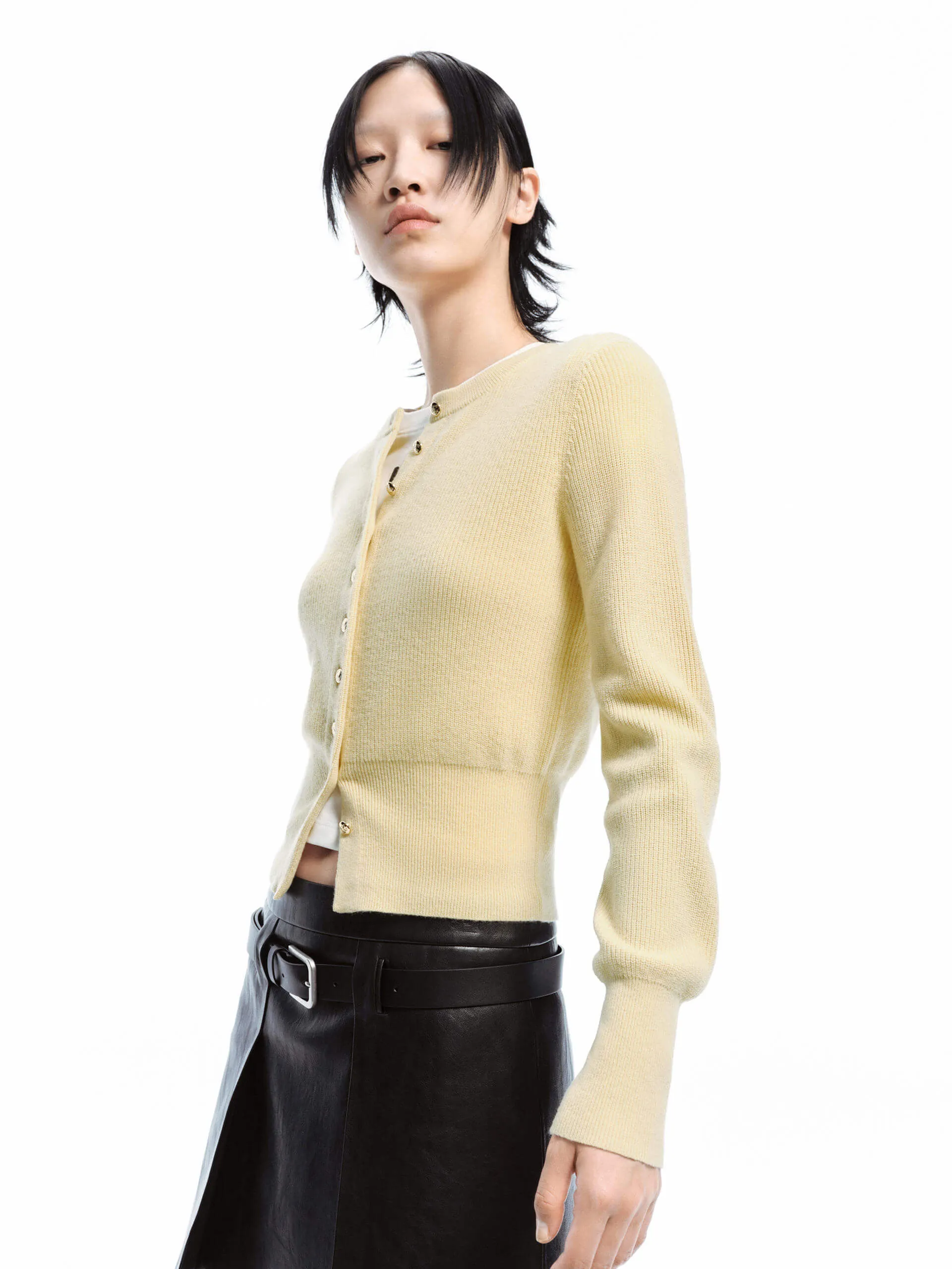 Crew Neck Wool Cardigan