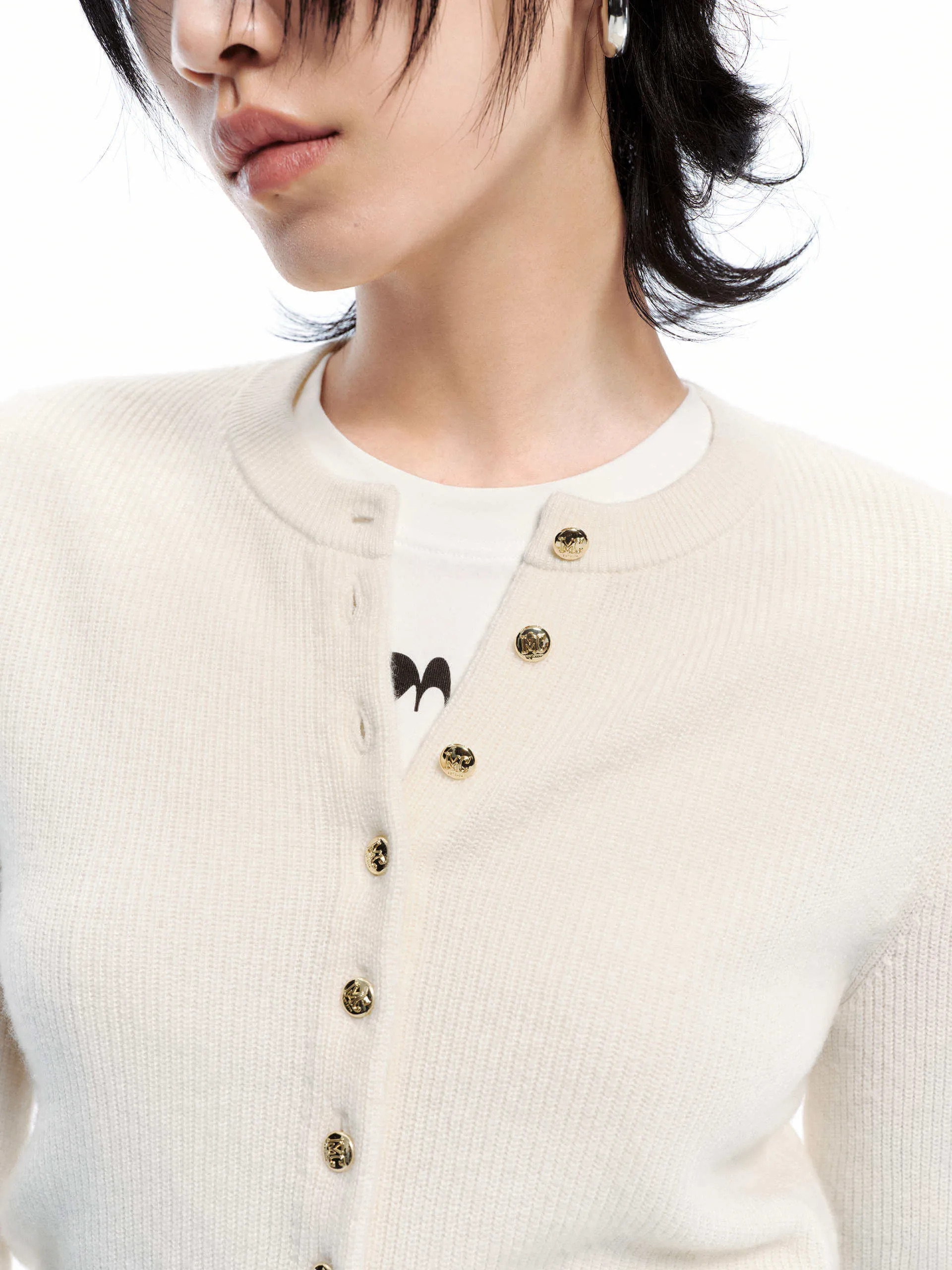 Crew Neck Wool Cardigan