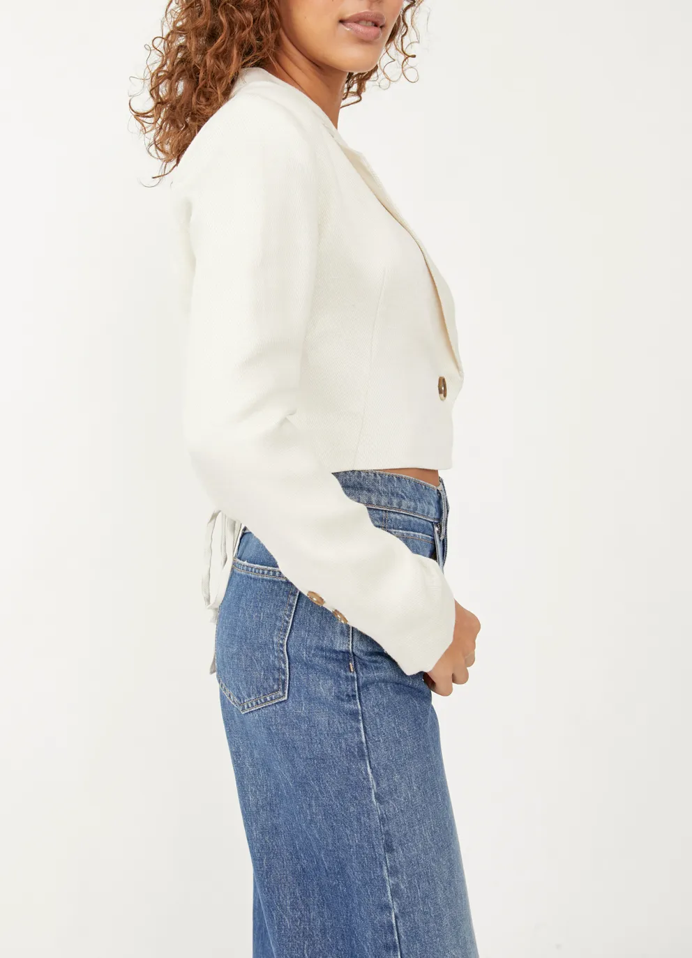 Cropped Crisscross Tie Back Blazer