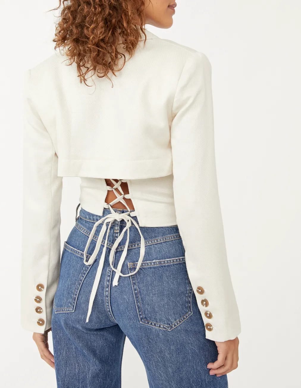 Cropped Crisscross Tie Back Blazer