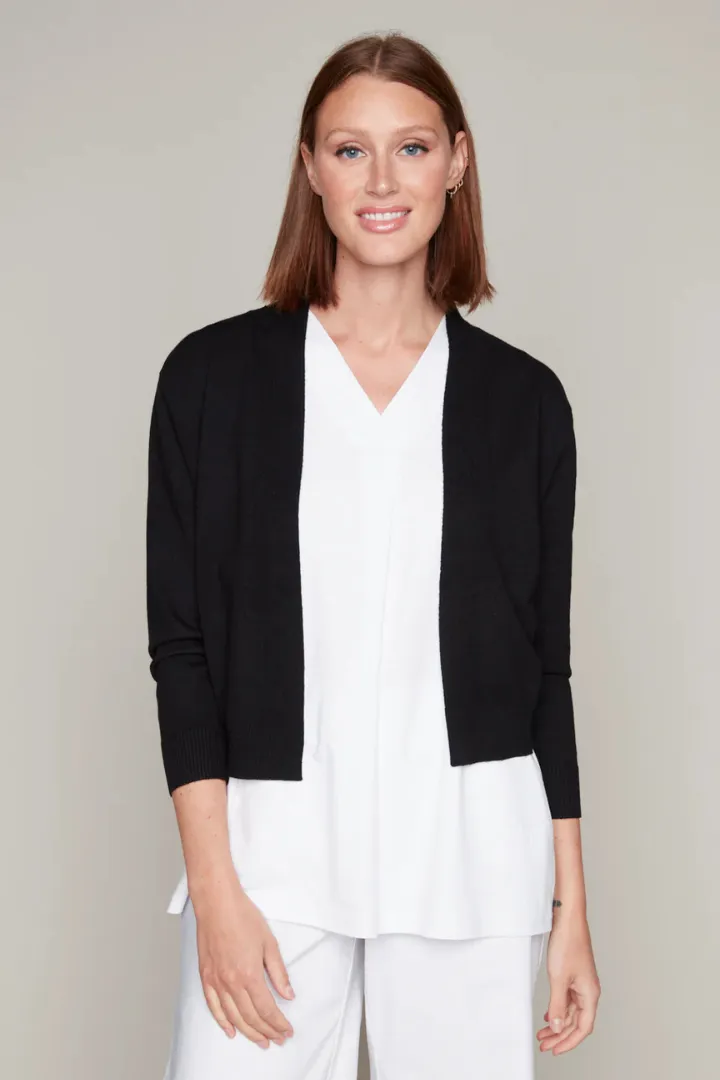Cropped Knit Jacket - Black