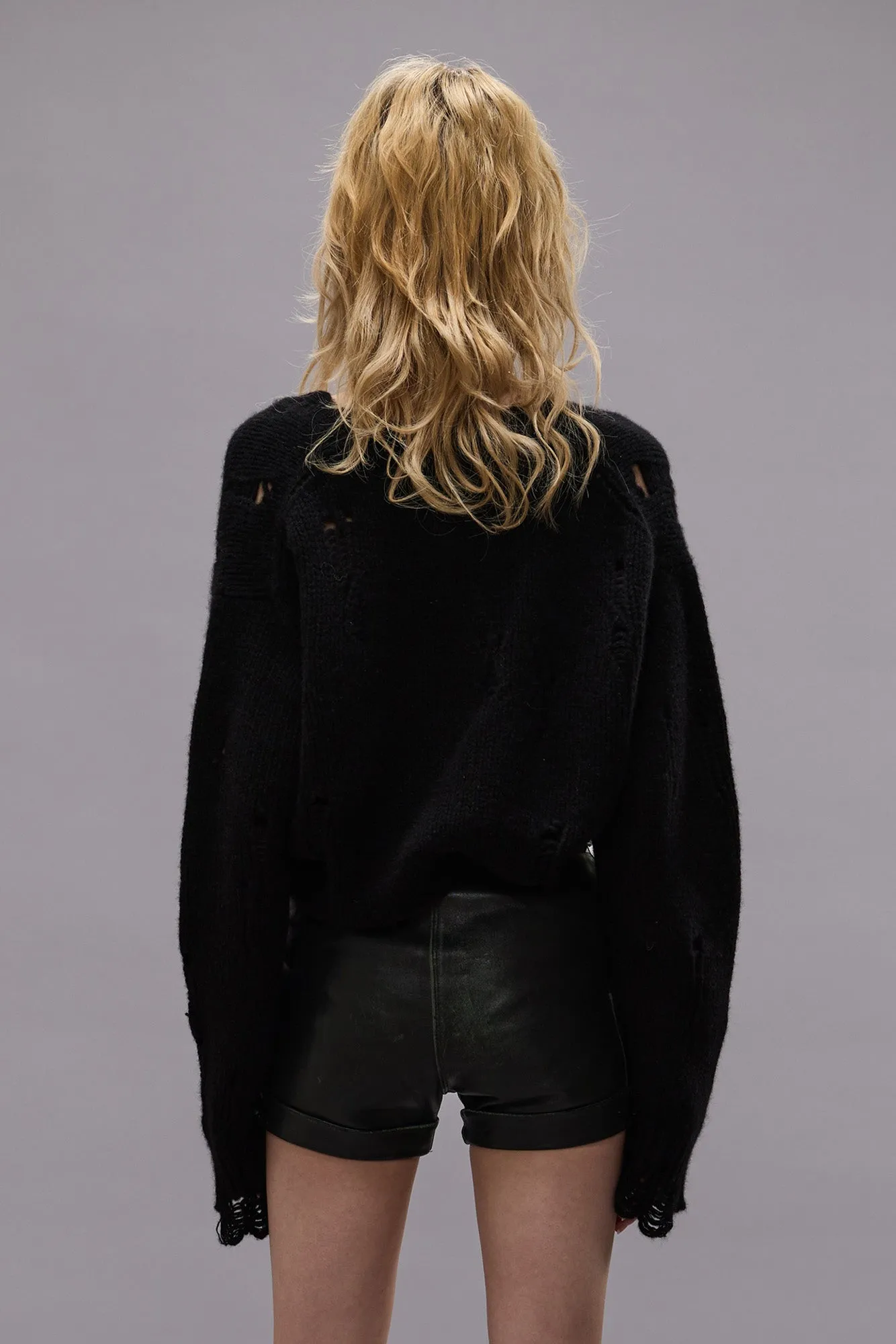 CROSSOVER CARDIGAN - BLACK