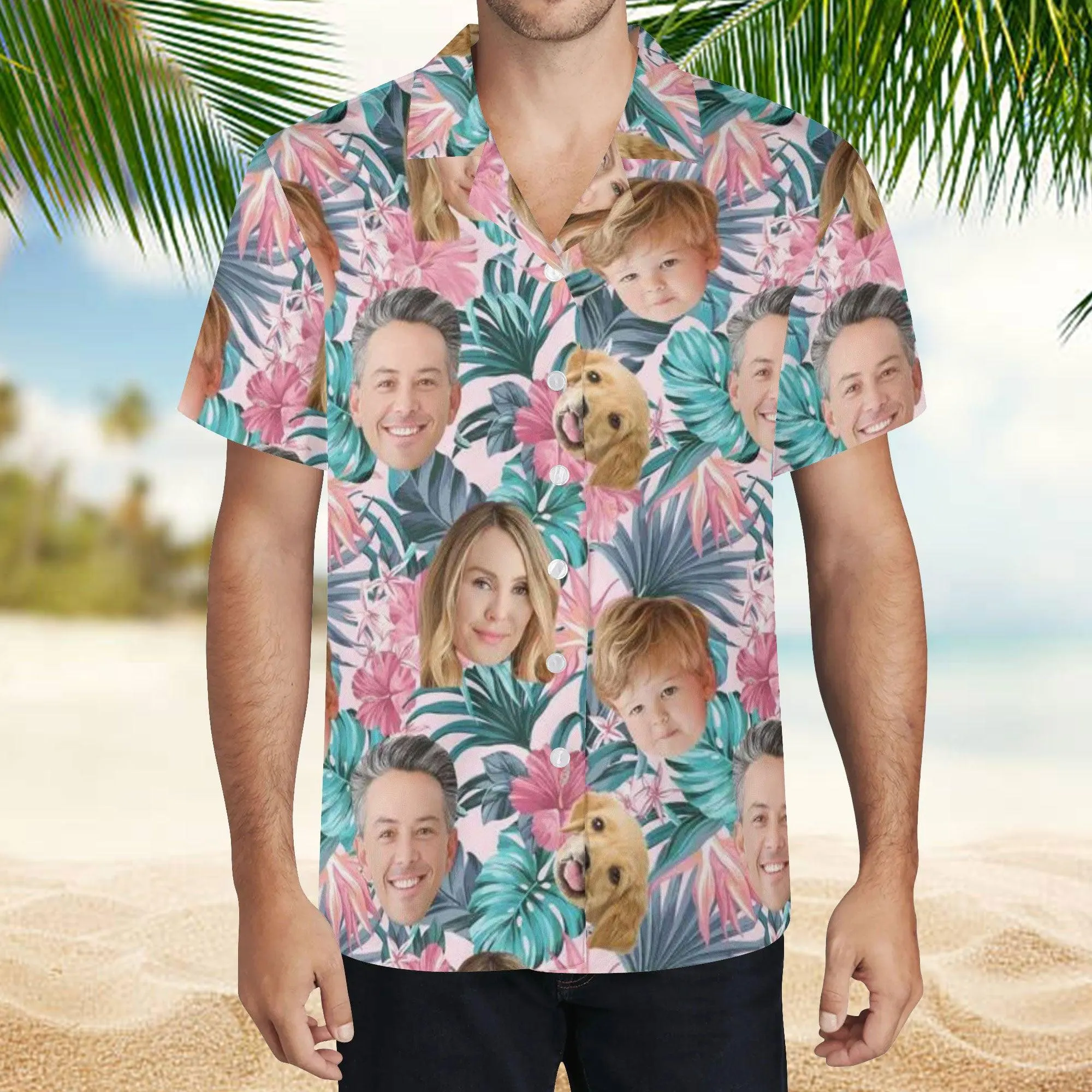Customized Photo Hawaiian Shirt for Man Woman - Custom Hawaiian Shirt with Face - Custom Father's Day Gift for Dad