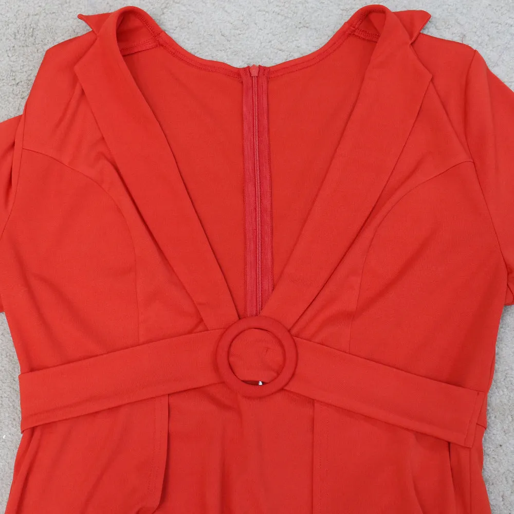 Deep V Neck Jumpsuit Dress for Women