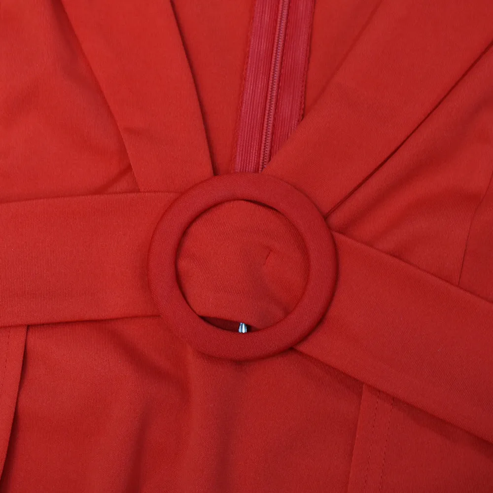 Deep V Neck Jumpsuit Dress for Women
