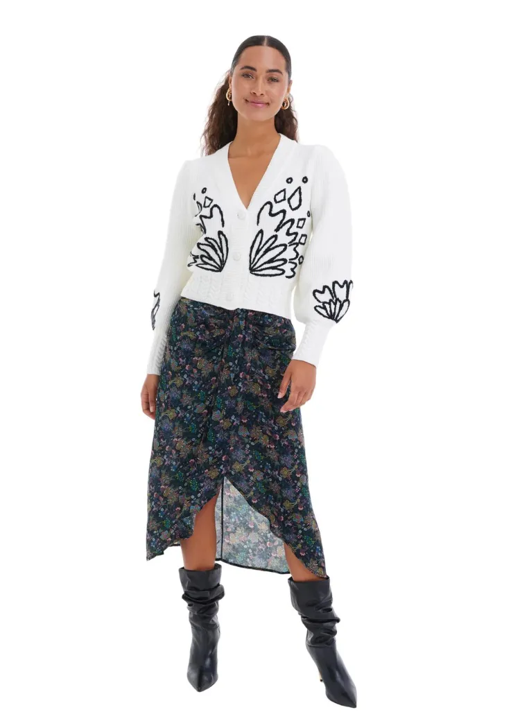 Diana Cardigan - Ivory/Black