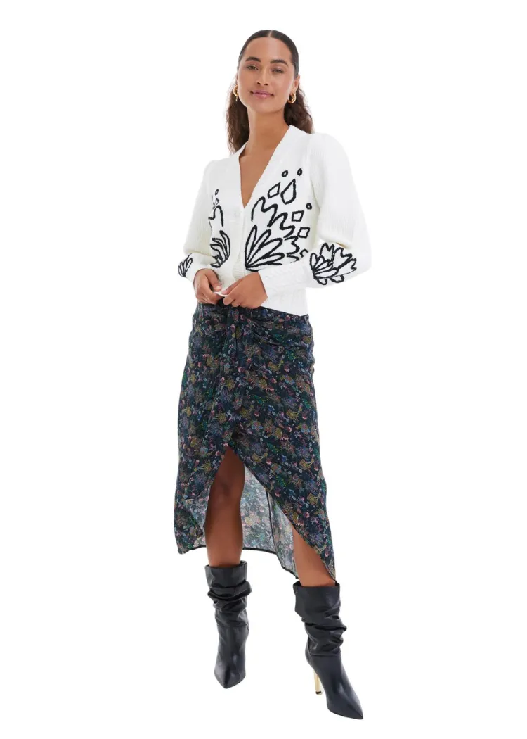 Diana Cardigan - Ivory/Black