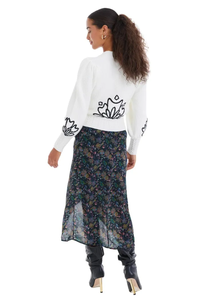 Diana Cardigan - Ivory/Black