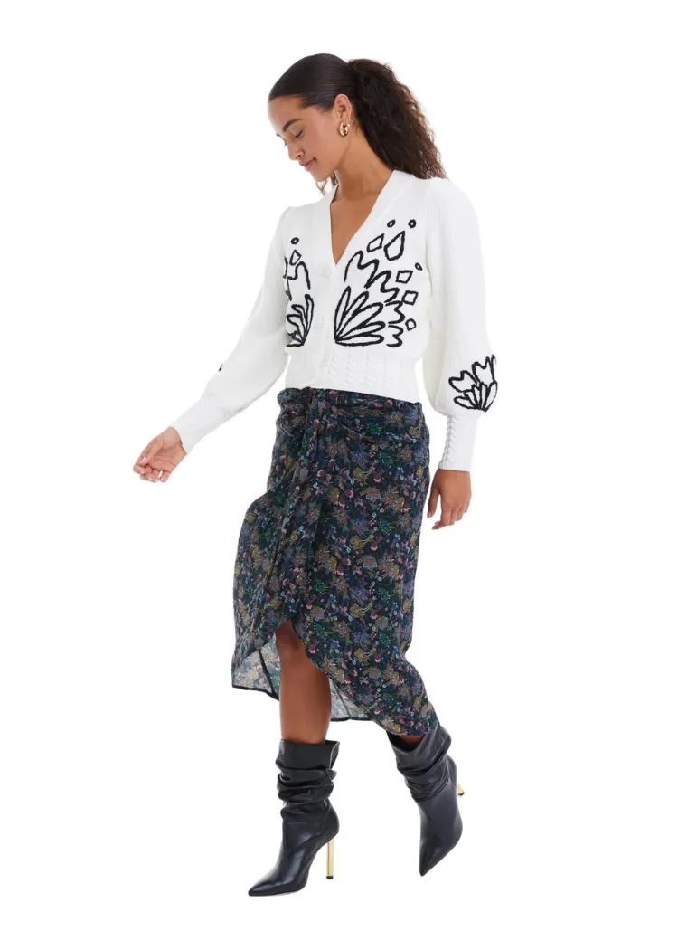Diana Cardigan - Ivory/Black