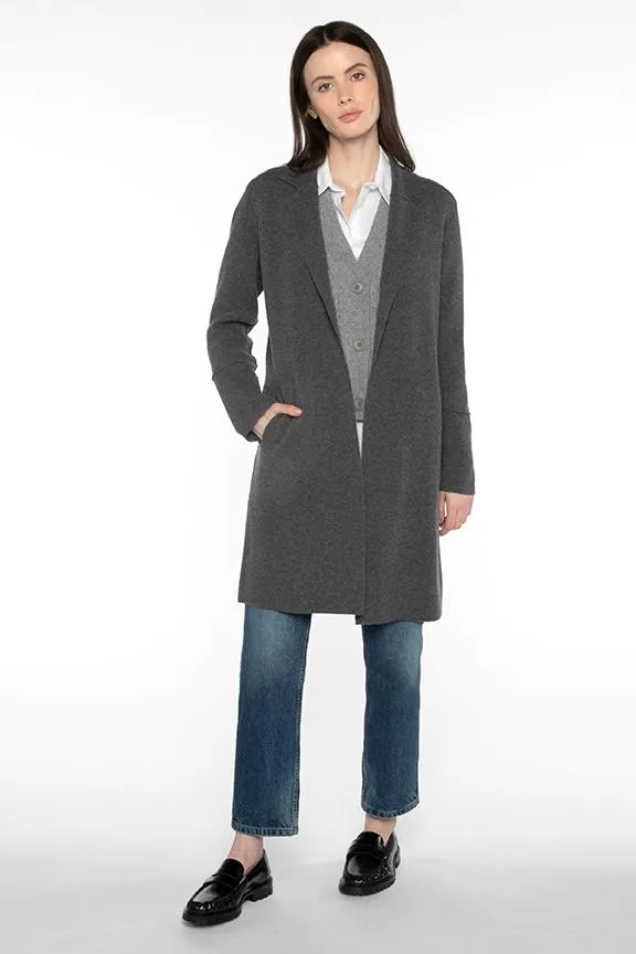 Doubleknit Notch Collar Cardigan