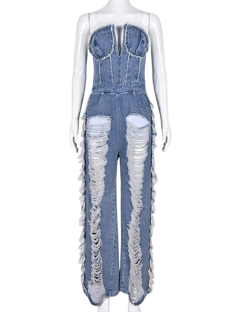Elegant Cute Strapless Backless Jumpsuit