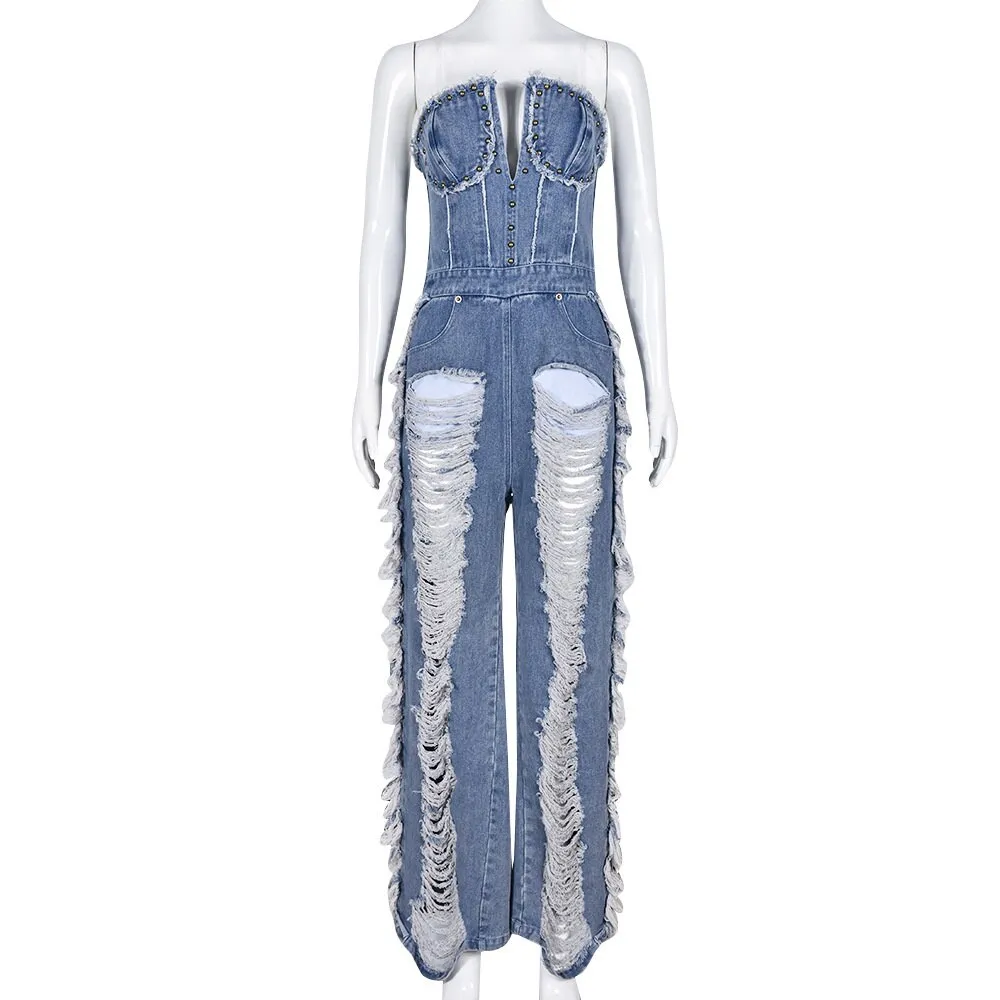 Elegant Cute Strapless Backless Jumpsuit