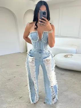 Elegant Cute Strapless Backless Jumpsuit