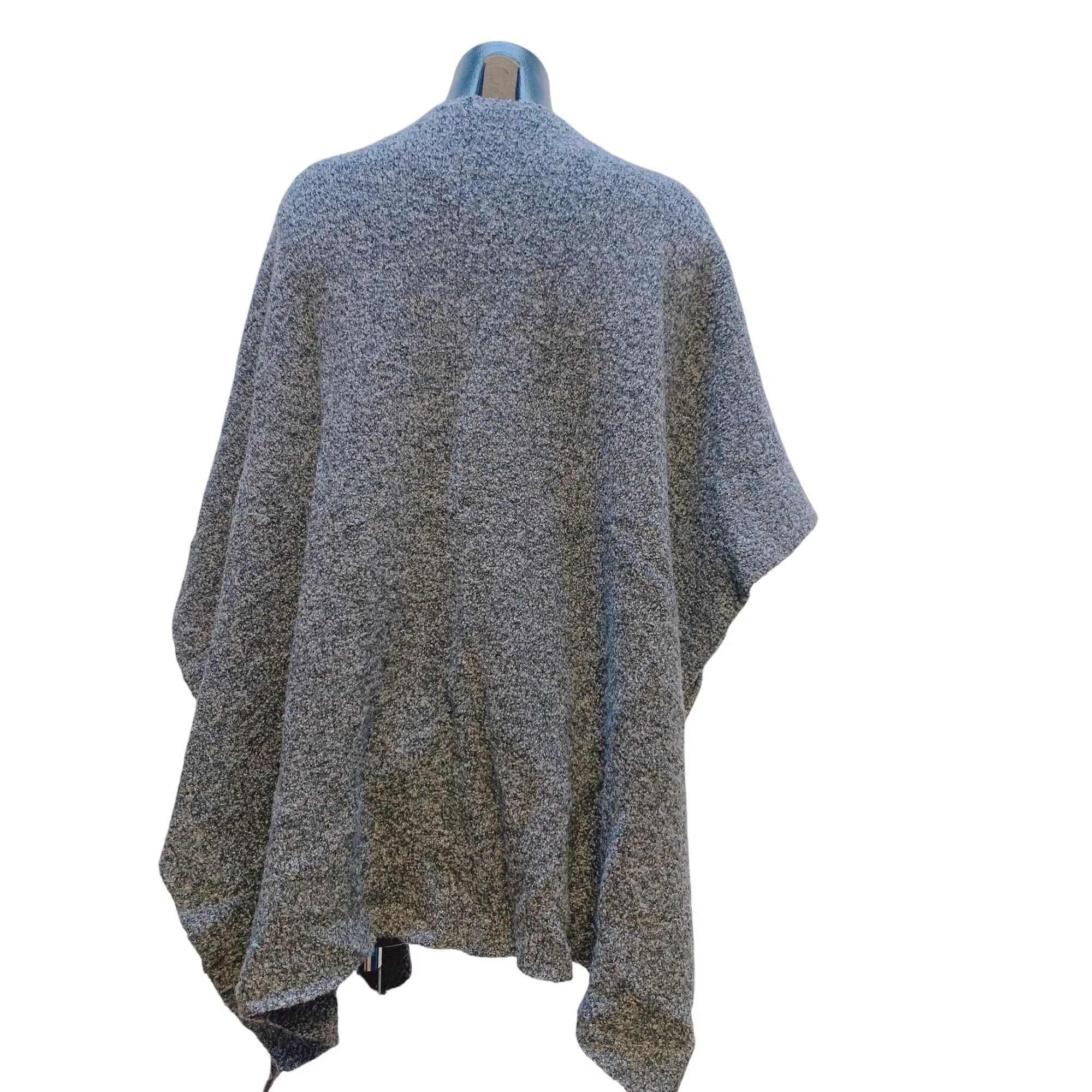 Eskandar Gray Wool Blend Poncho Cardigan